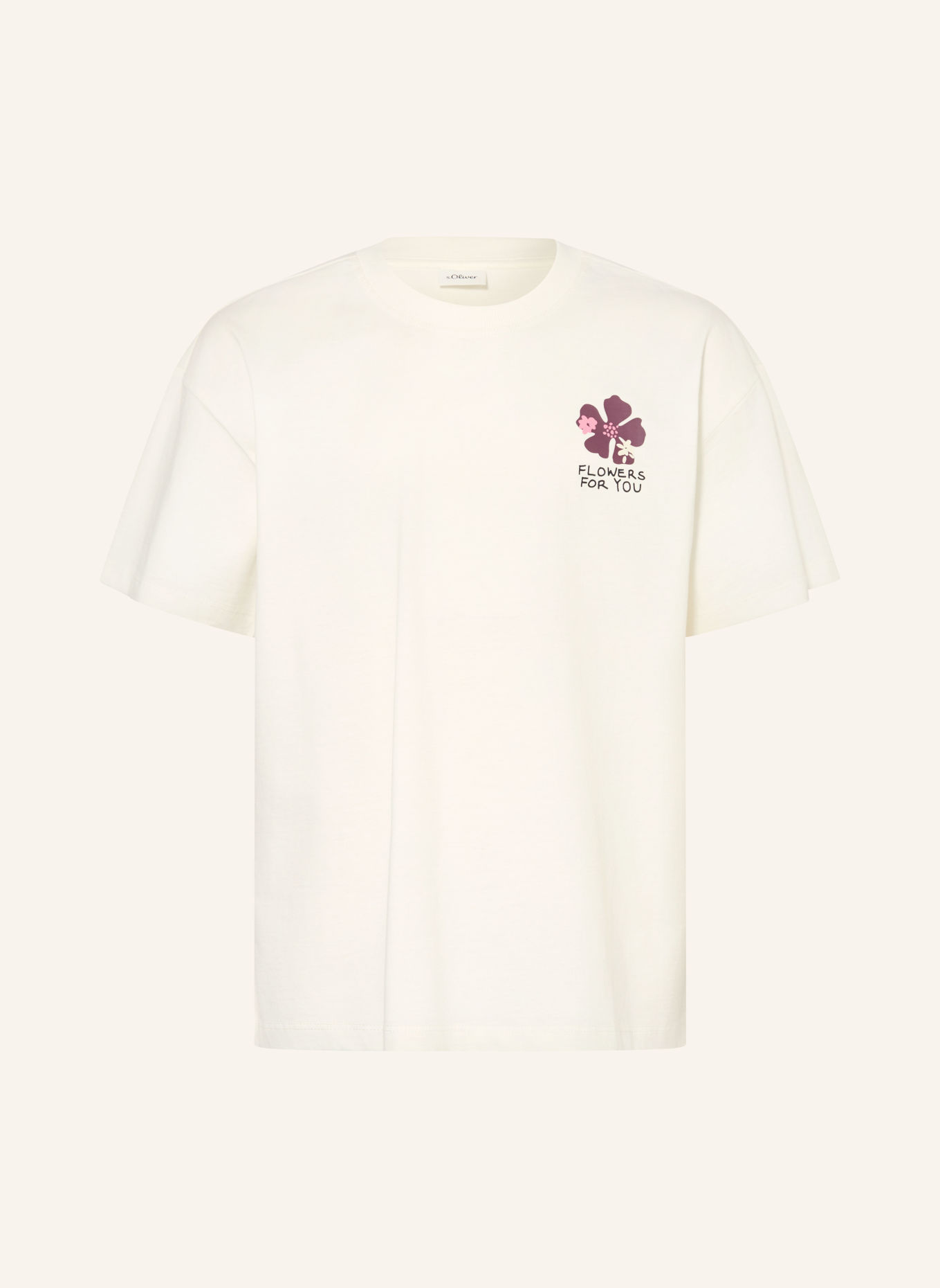 s.Oliver RED T-Shirt: ECRU / ALTROSA / DUNKELLILA