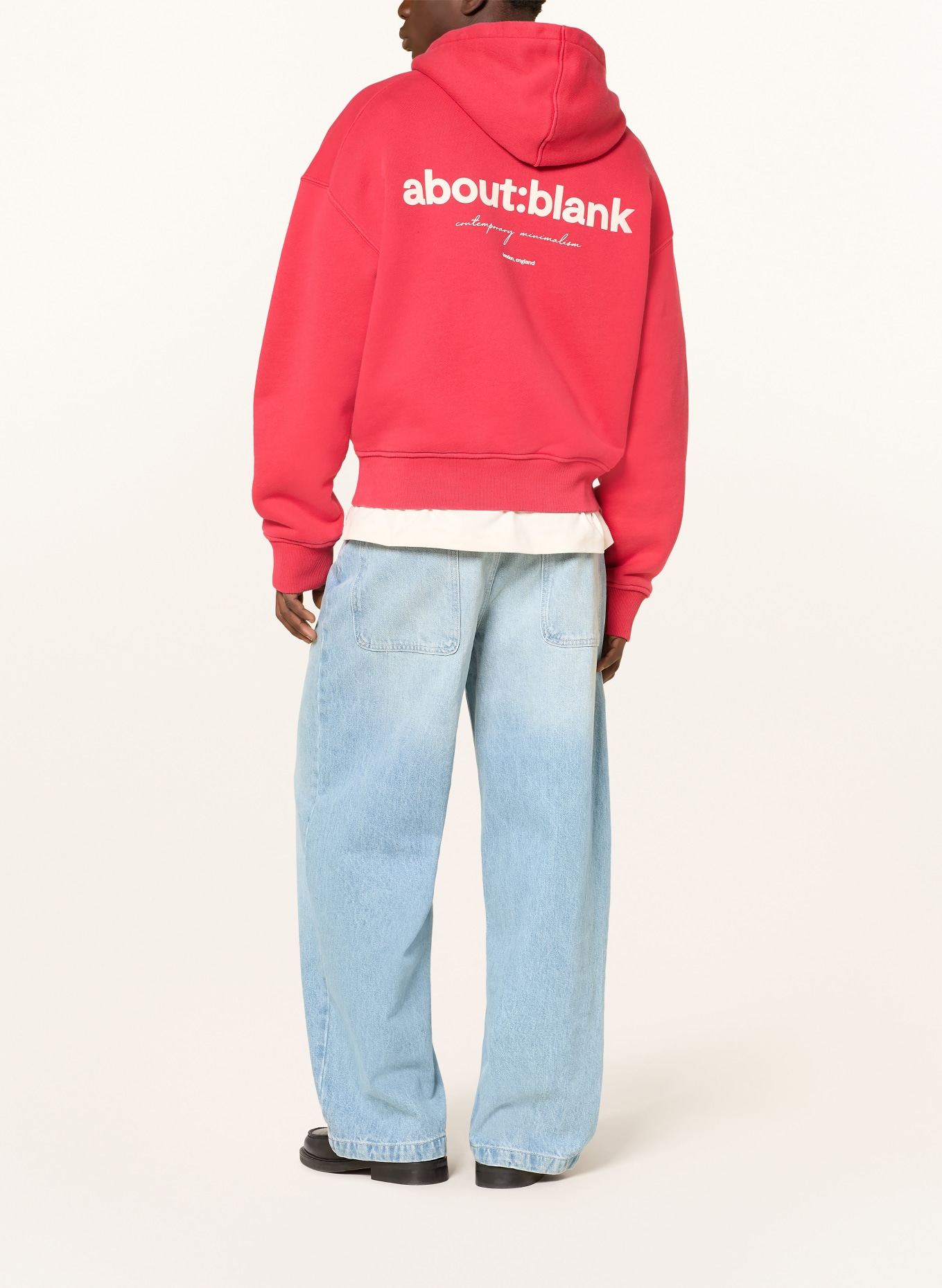 about:blank Hoodie: RED / ECRU