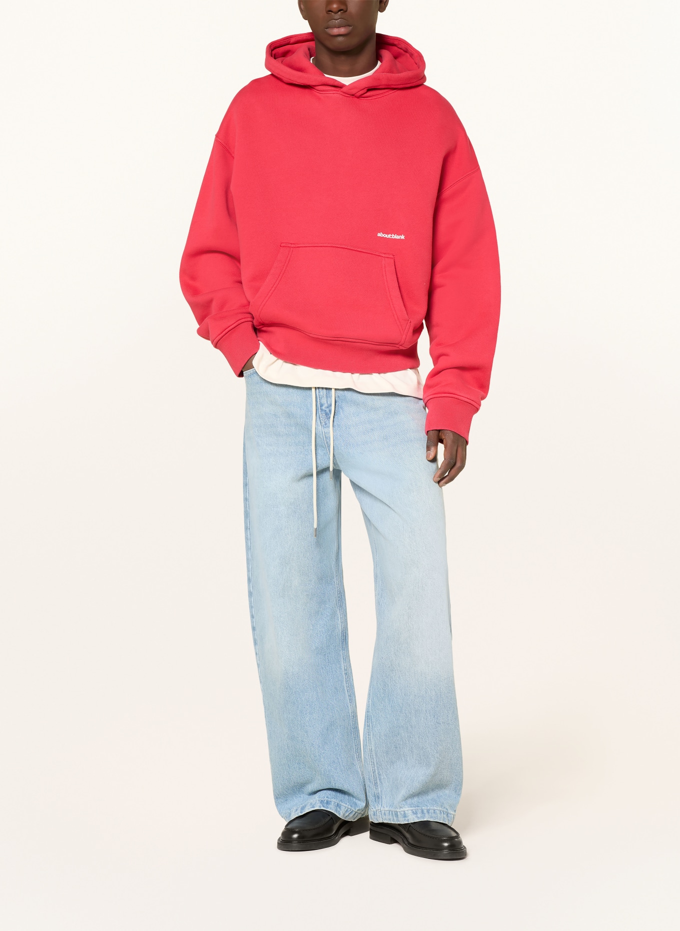 about:blank Hoodie: RED / ECRU