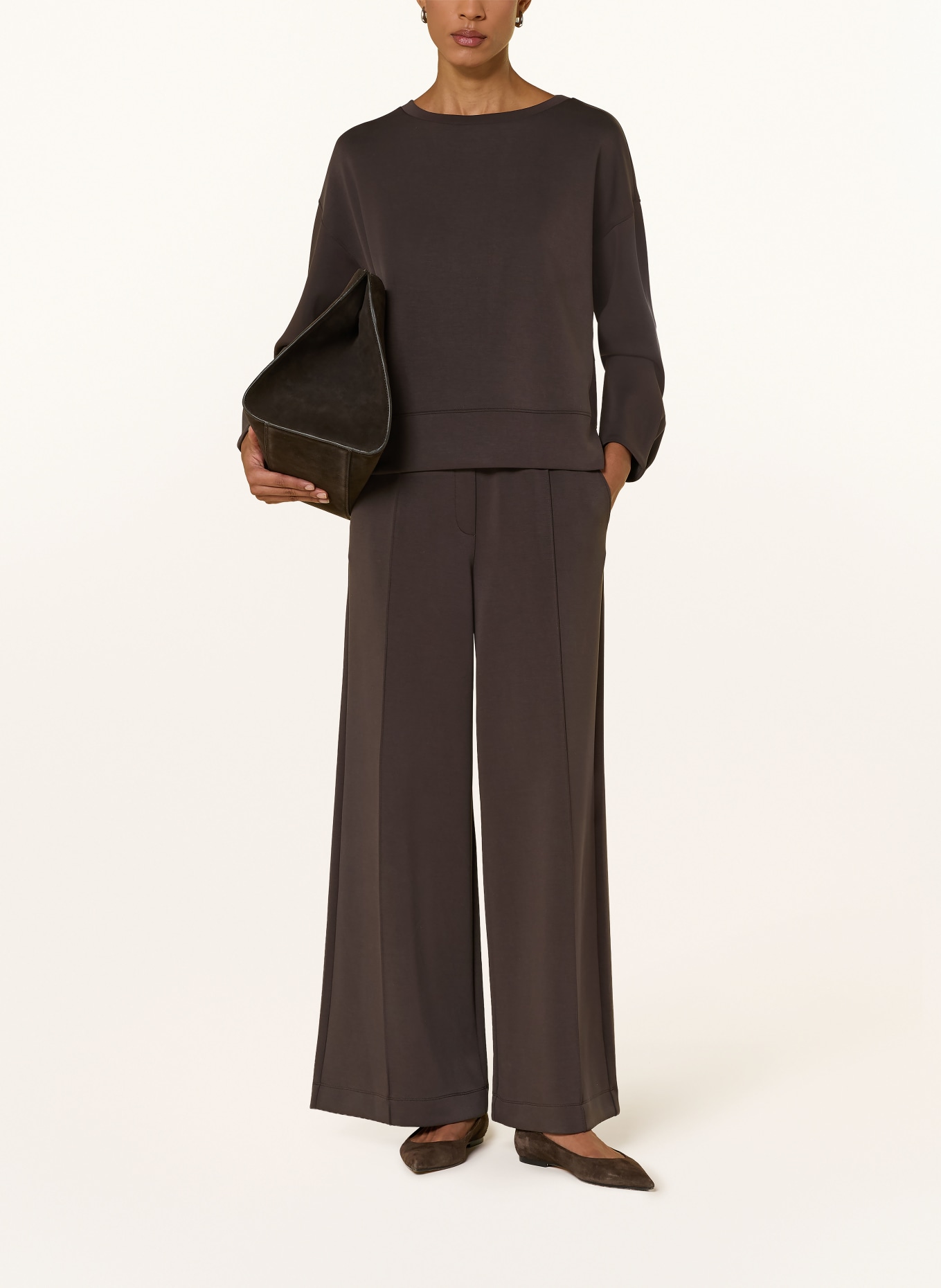 comma Marlenehose aus Jersey: DUNKELBRAUN