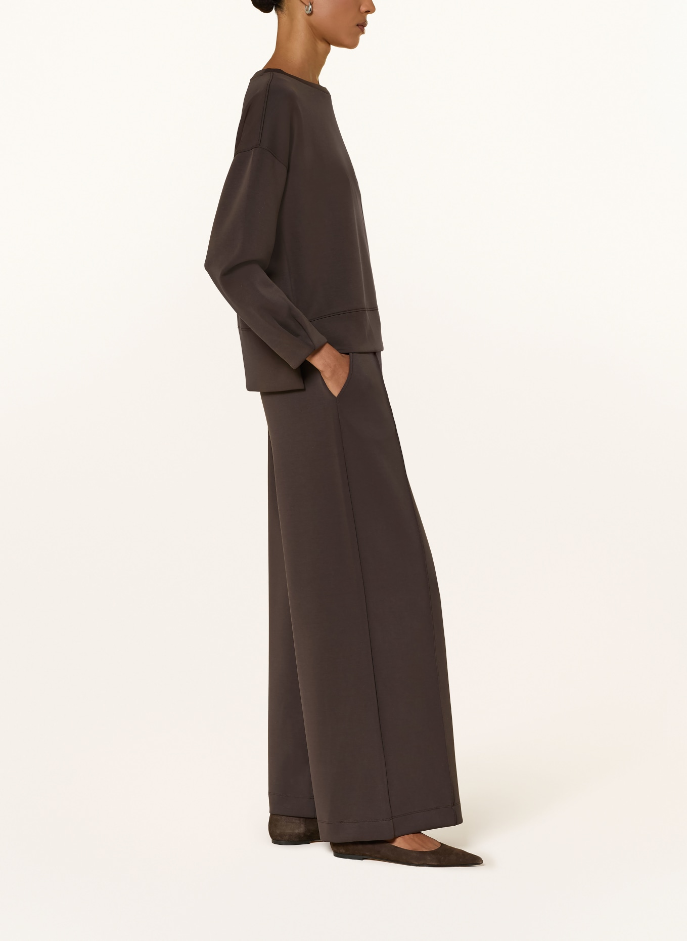 comma Marlenehose aus Jersey: DUNKELBRAUN