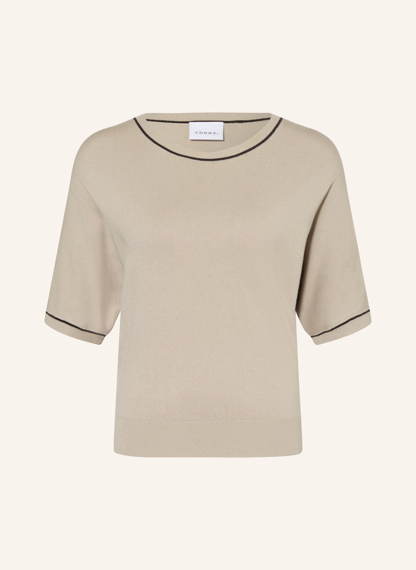 comma Strickshirt: BEIGE / DUNKELBRAUN