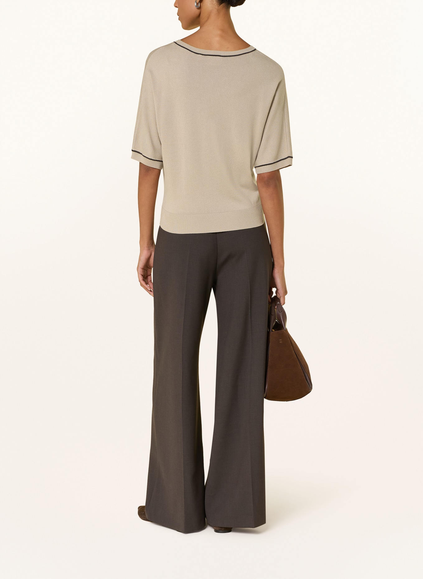 comma Strickshirt: BEIGE / DUNKELBRAUN