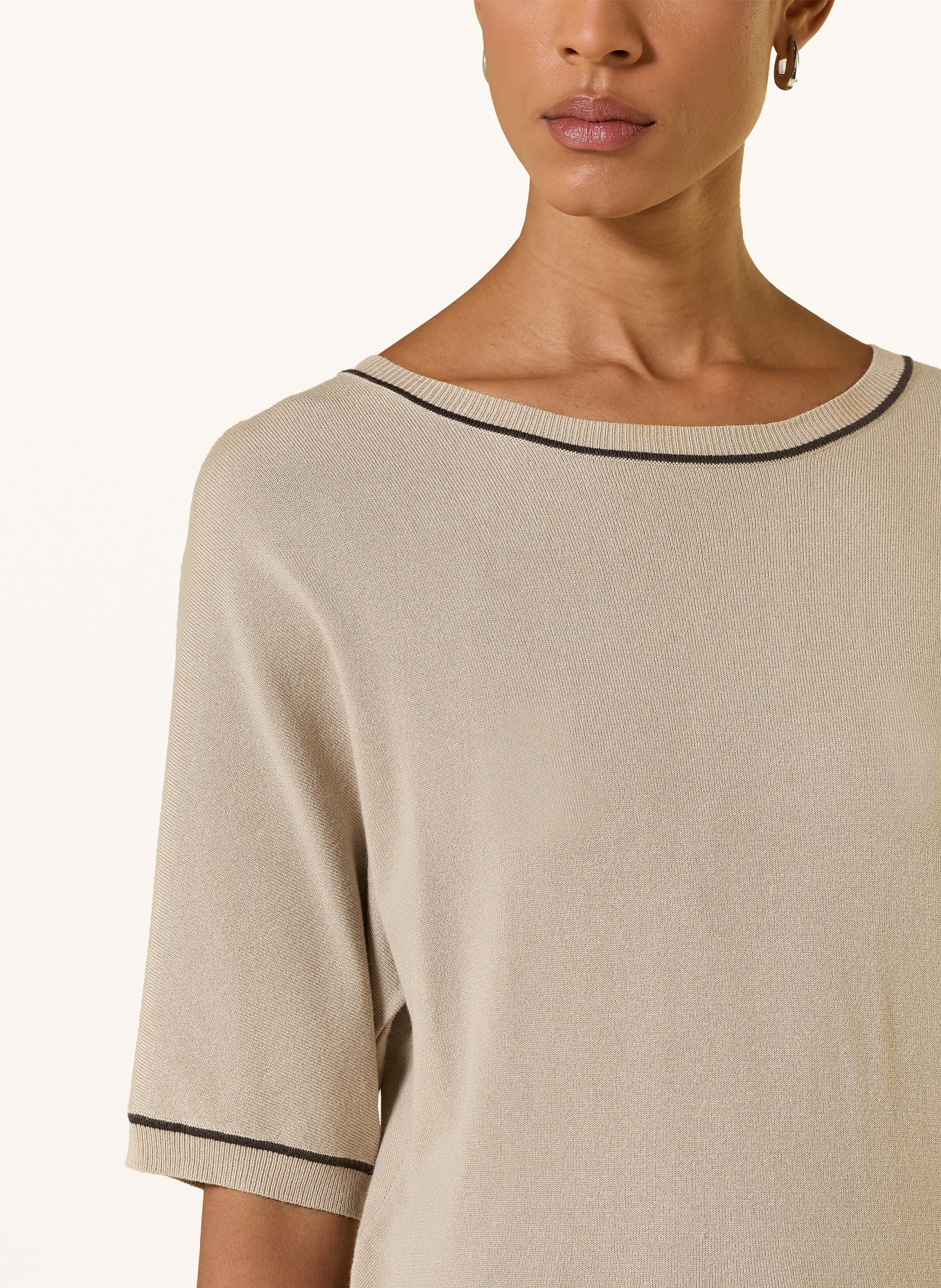 comma Strickshirt: BEIGE / DUNKELBRAUN