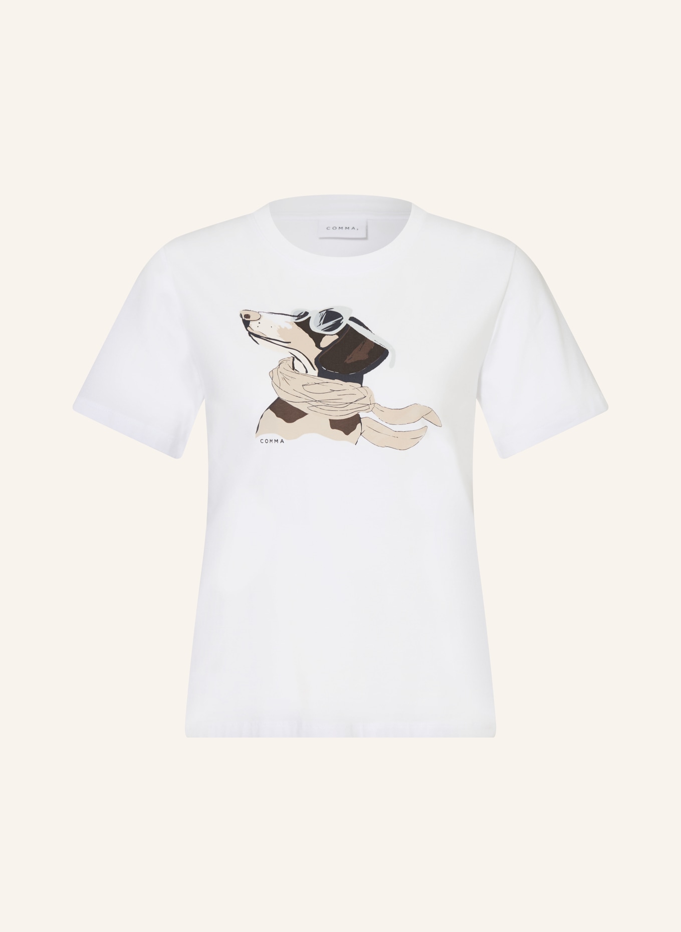 comma T-Shirt: WEISS / BEIGE / SCHWARZ