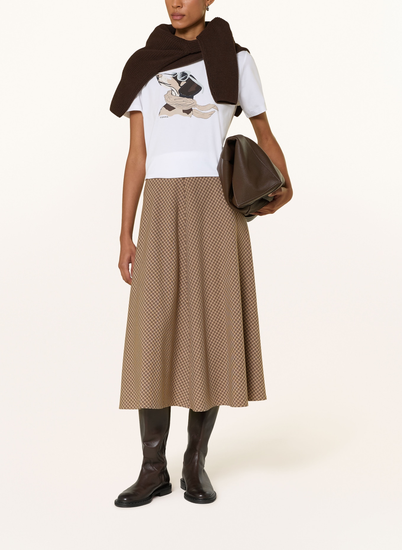comma T-Shirt: WEISS / BEIGE / SCHWARZ