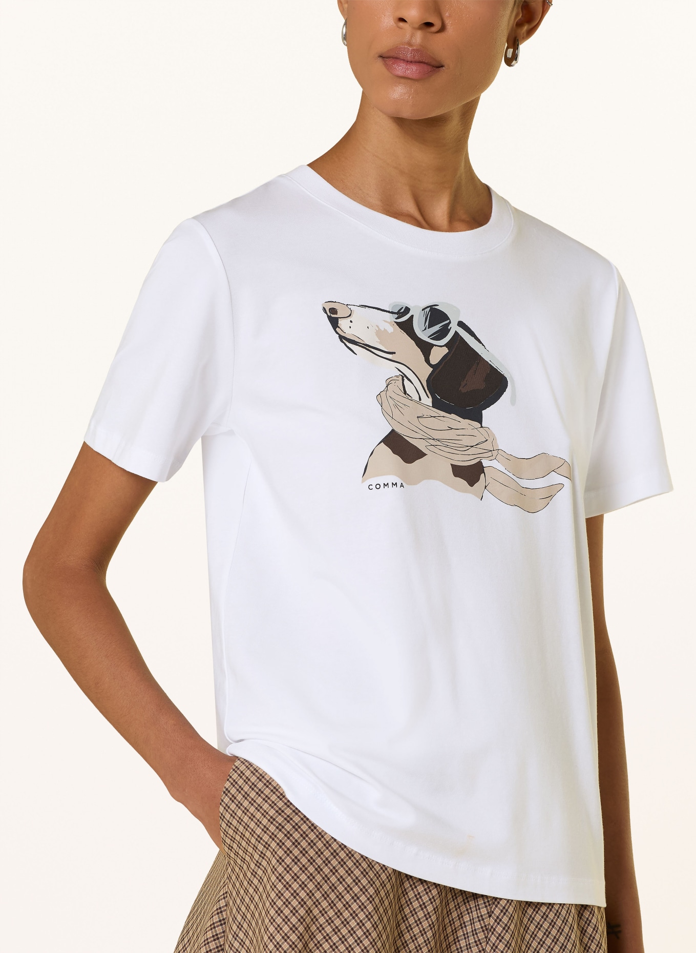 comma T-Shirt: WEISS / BEIGE / SCHWARZ