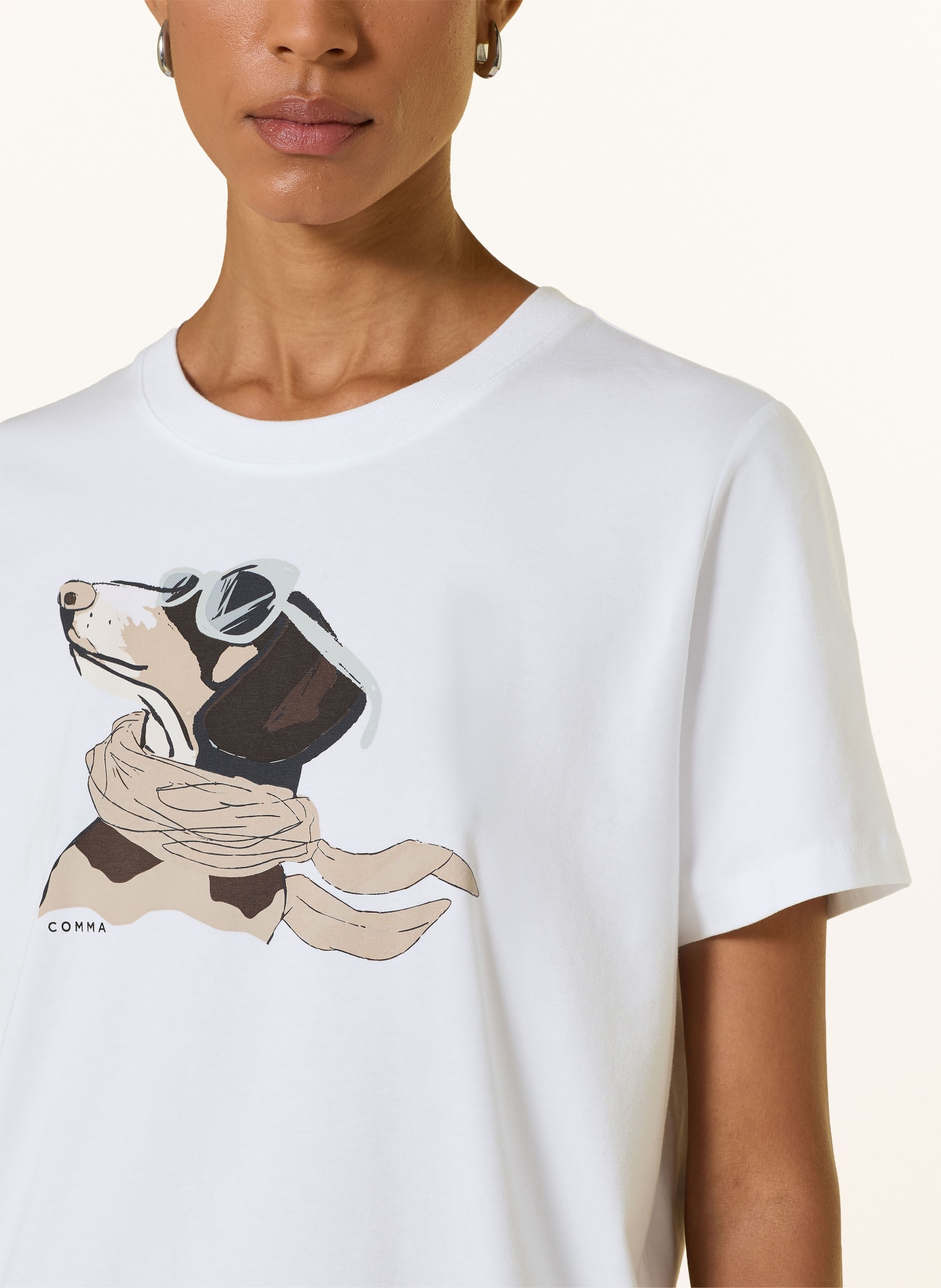 comma T-Shirt: WEISS / BEIGE / SCHWARZ