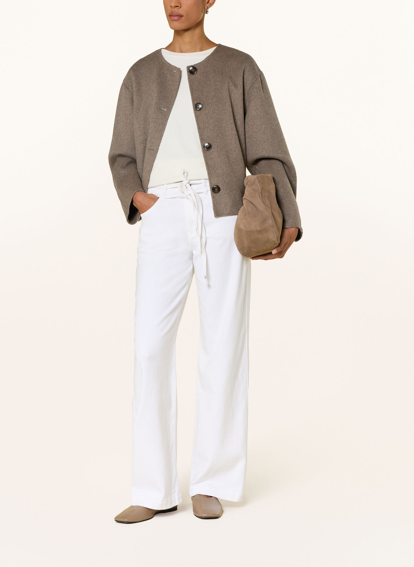 comma Wide Leg Jeans: 0100 WHITE