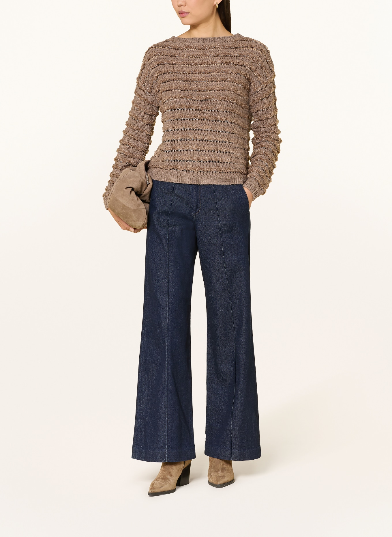 s.Oliver BLACK LABEL Pullover mit Pailletten: BRAUN