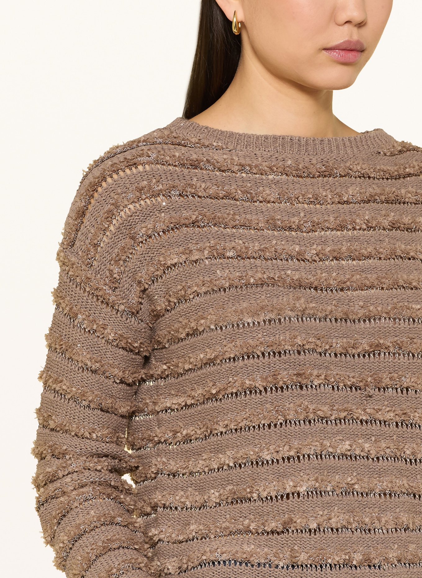 s.Oliver BLACK LABEL Pullover mit Pailletten: BRAUN