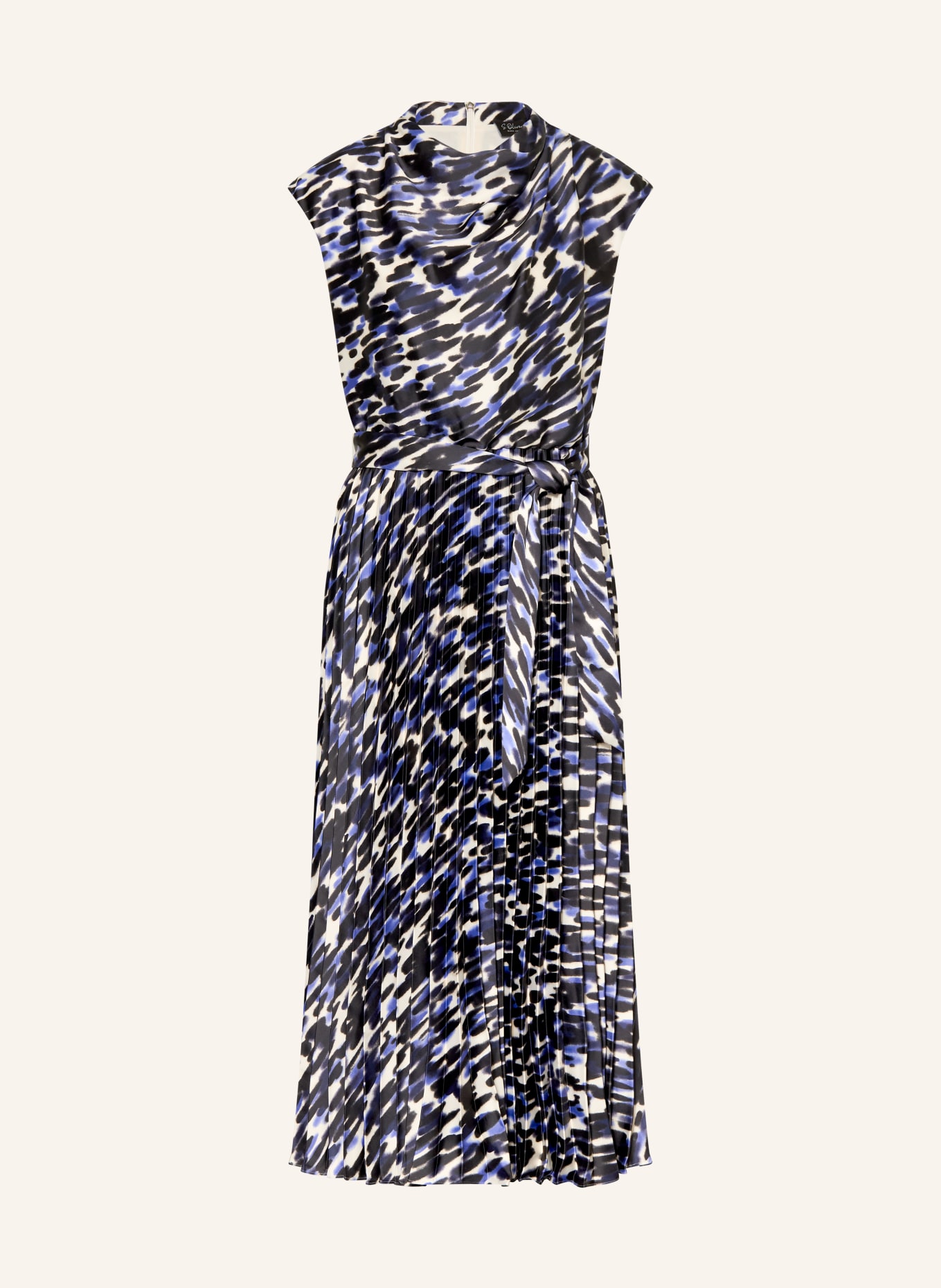 s.Oliver BLACK LABEL Kleid mit Plissees: SCHWARZ / BLAU / WEISS