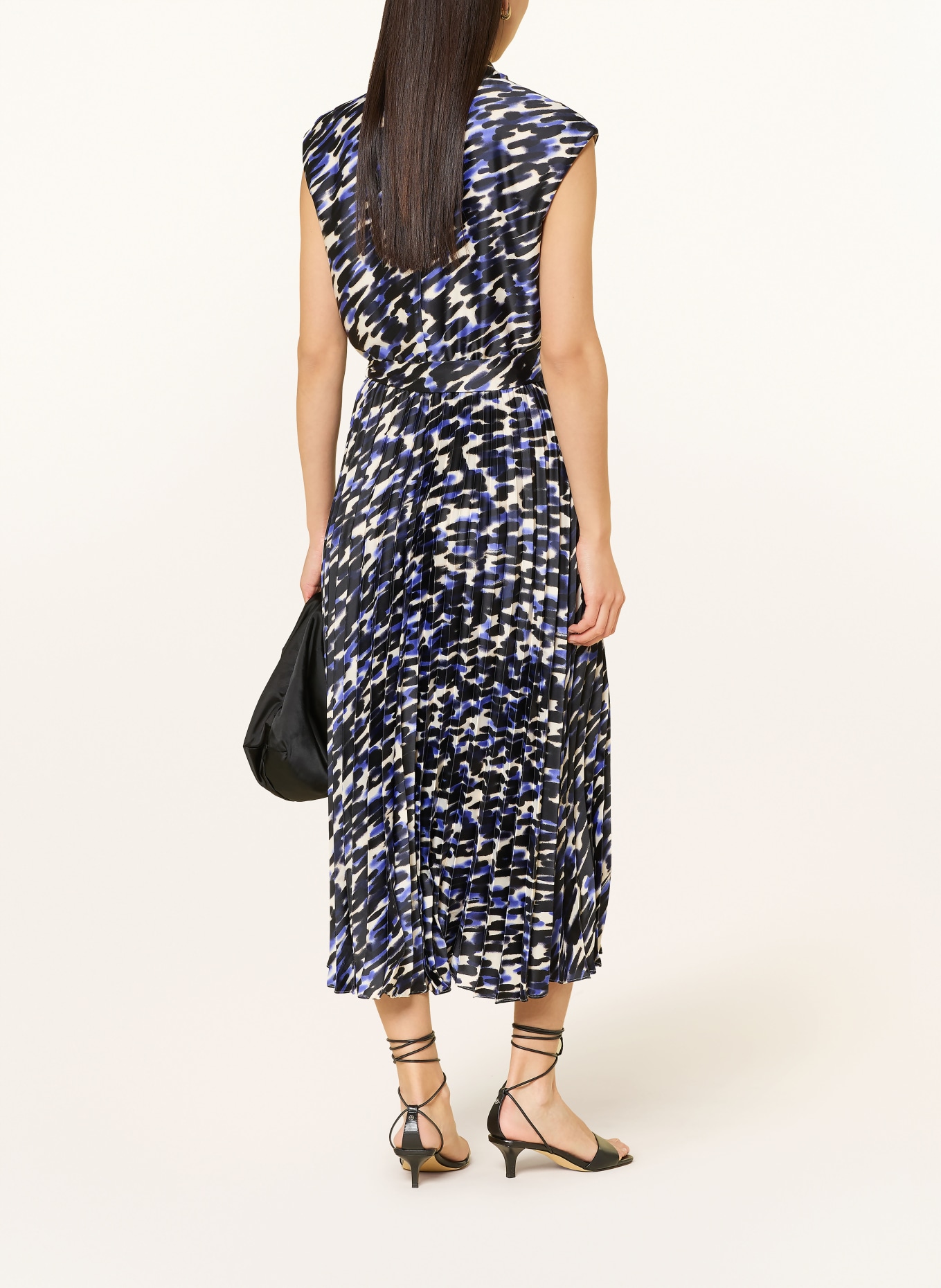 s.Oliver BLACK LABEL Kleid mit Plissees: SCHWARZ / BLAU / WEISS