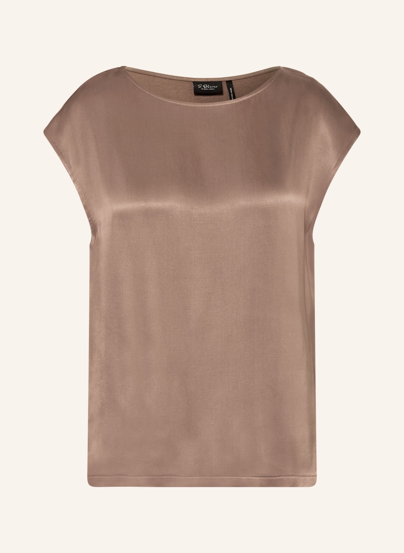 s.Oliver BLACK LABEL Blusentop im Materialmix: BRAUN