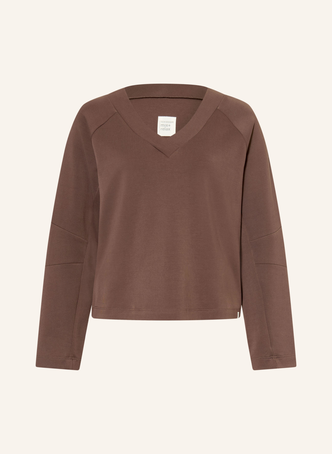 SCHIESSER Sweat-shirt d'intérieur MIX+RELAX: MARRON FONCÉ