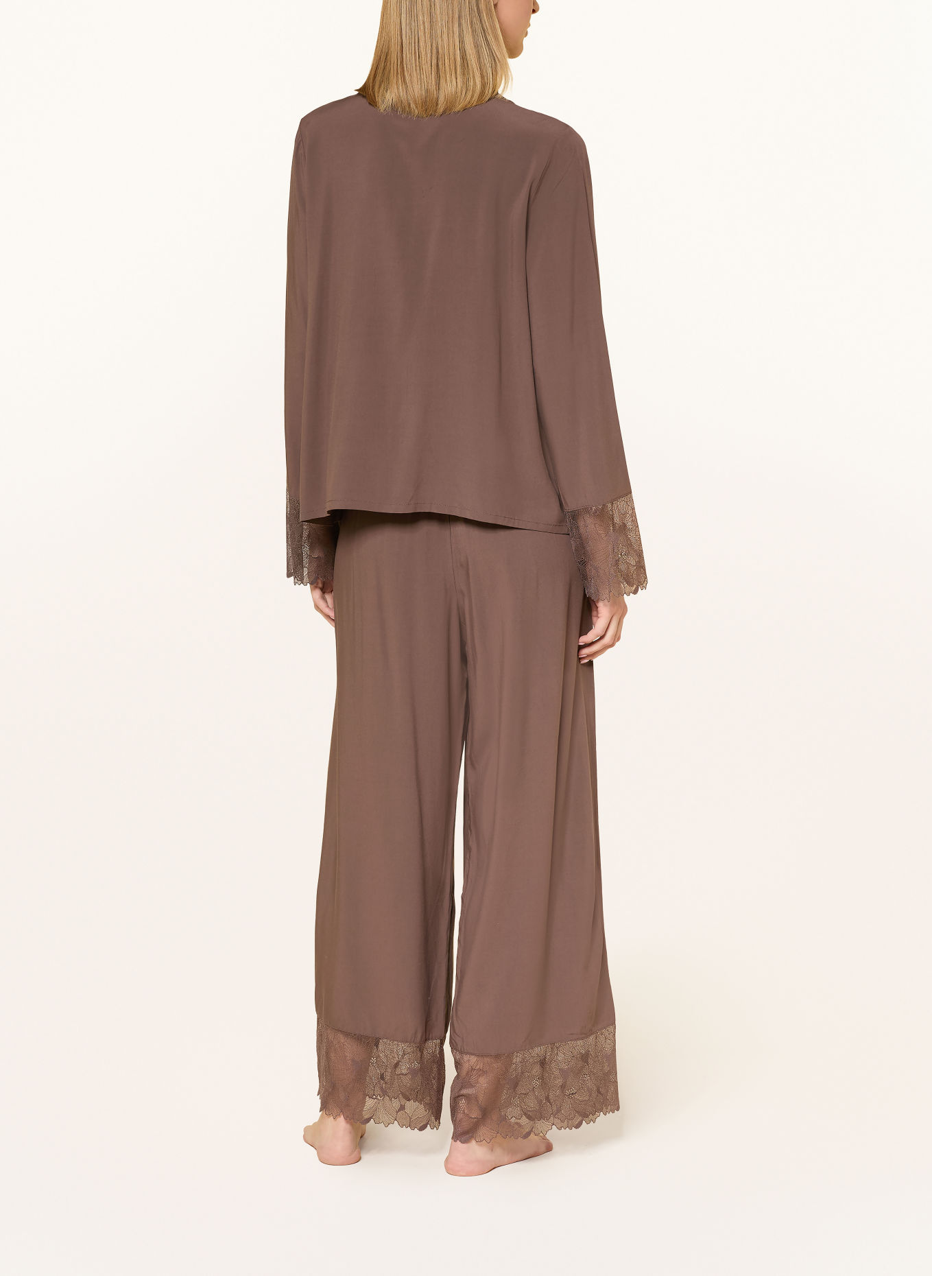 SCHIESSER Pyžamo MODERN LACE: TMAVĚ HNĚDÁ