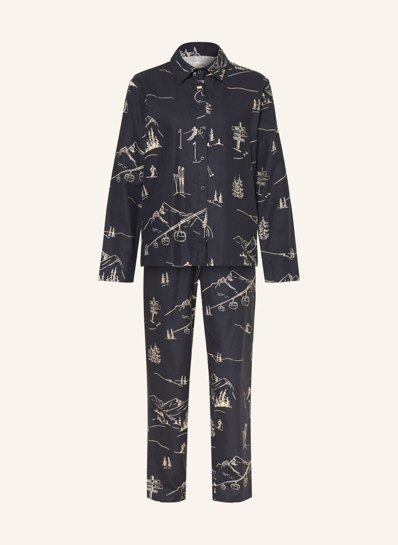 SCHIESSER Schlafanzug X-MAS aus Flanell: DUNKELBLAU / CREME