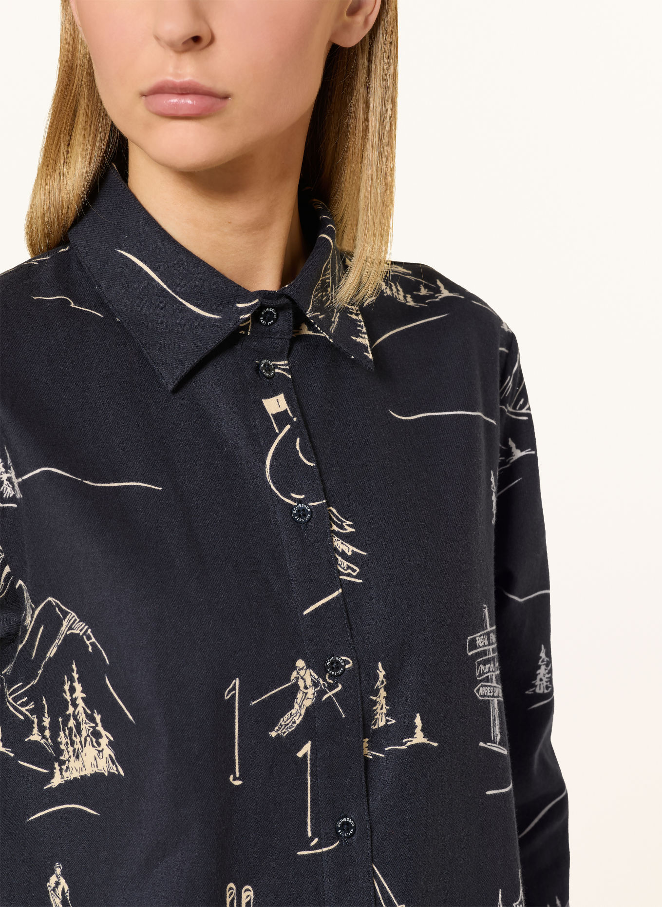 SCHIESSER Schlafanzug X-MAS aus Flanell: DUNKELBLAU / CREME
