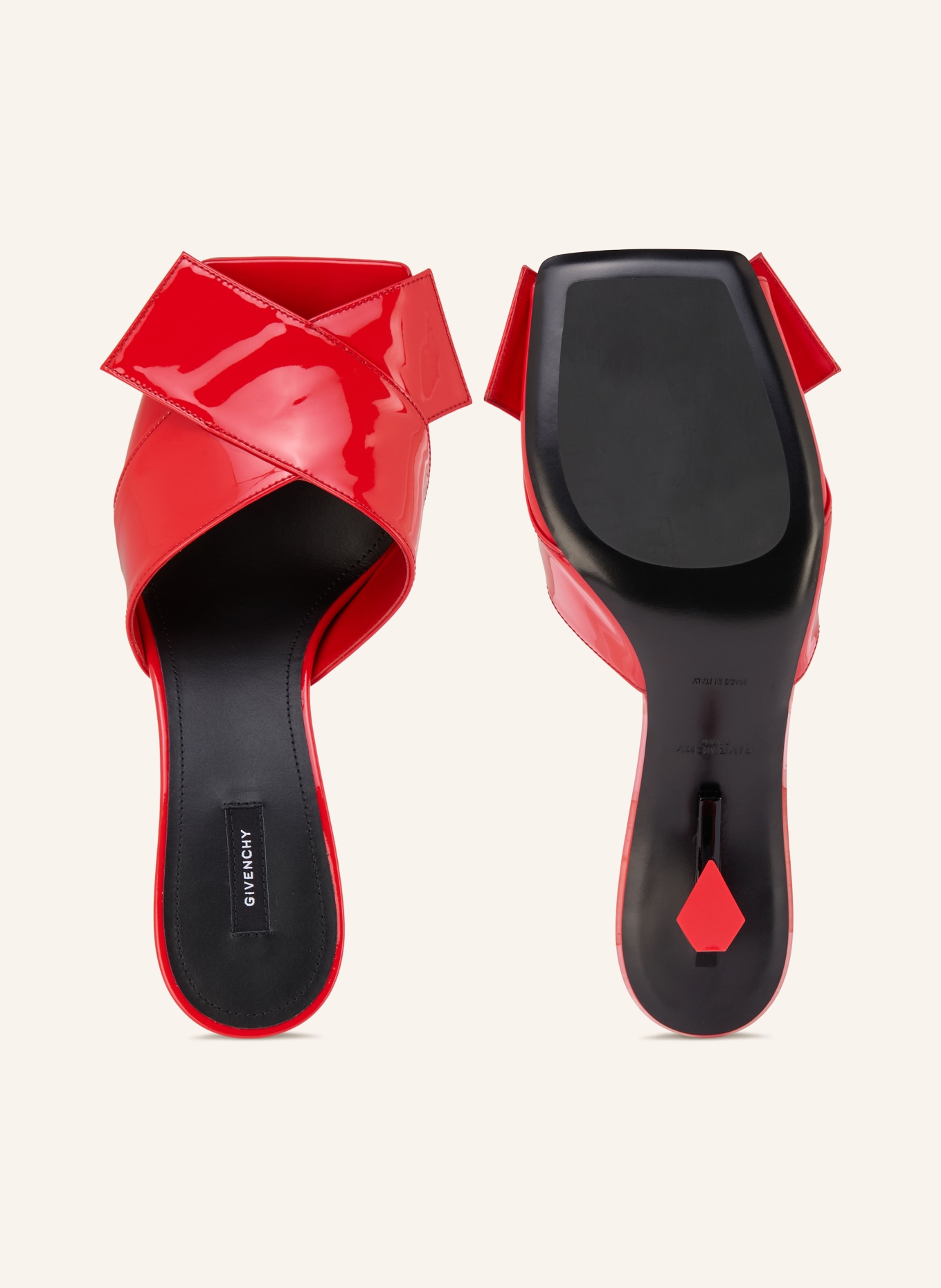 GIVENCHY Lakované pantofle FLOW: ČERVENÁ