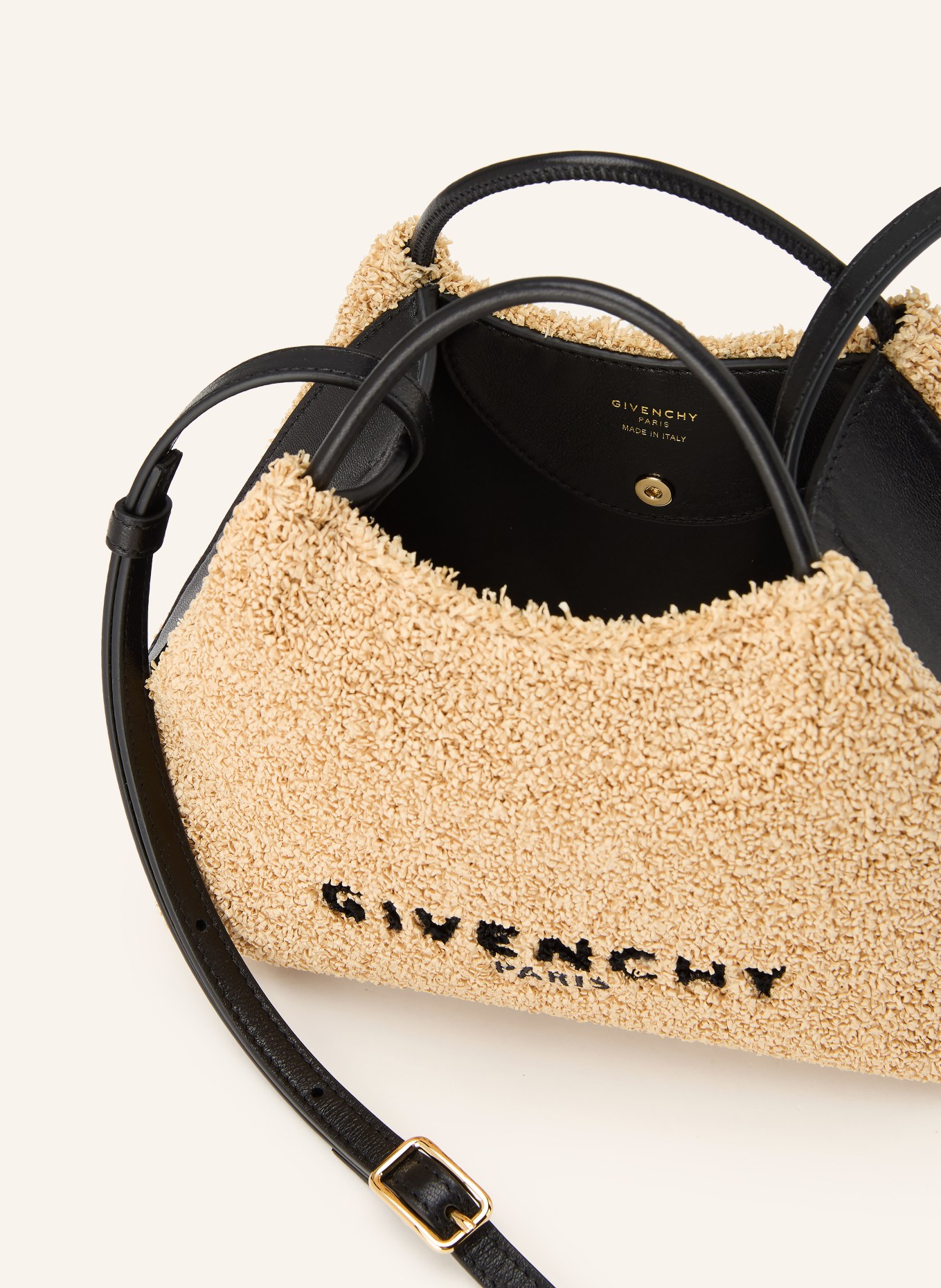 GIVENCHY Umhängetasche NANO FACET: BEIGE / SCHWARZ
