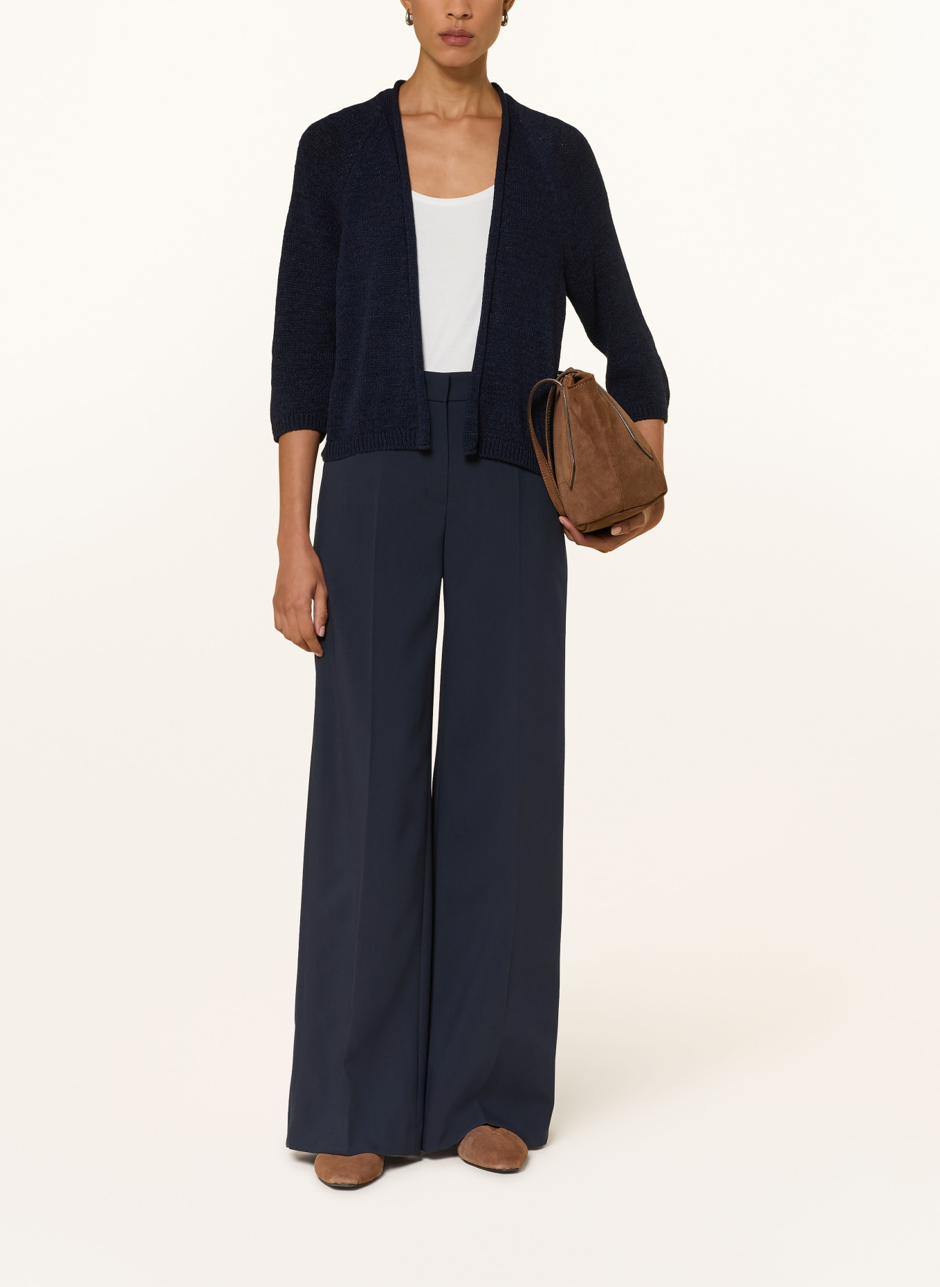 monari Pletený svetr s 3/4 rukávy: TMAVĚ MODRÁ