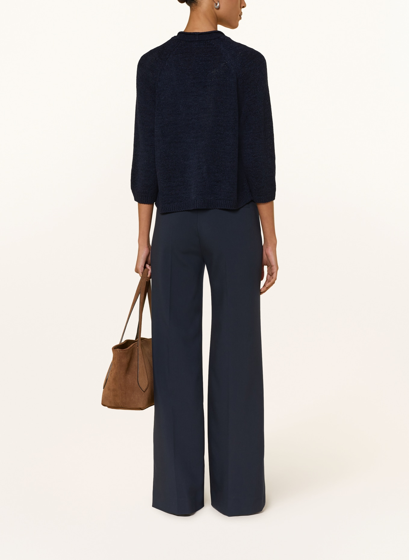 monari Pletený svetr s 3/4 rukávy: TMAVĚ MODRÁ