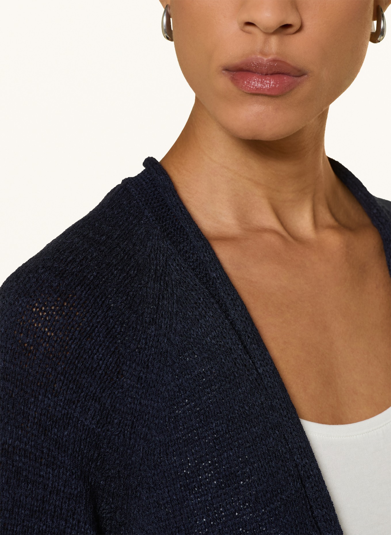 monari Pletený svetr s 3/4 rukávy: TMAVĚ MODRÁ