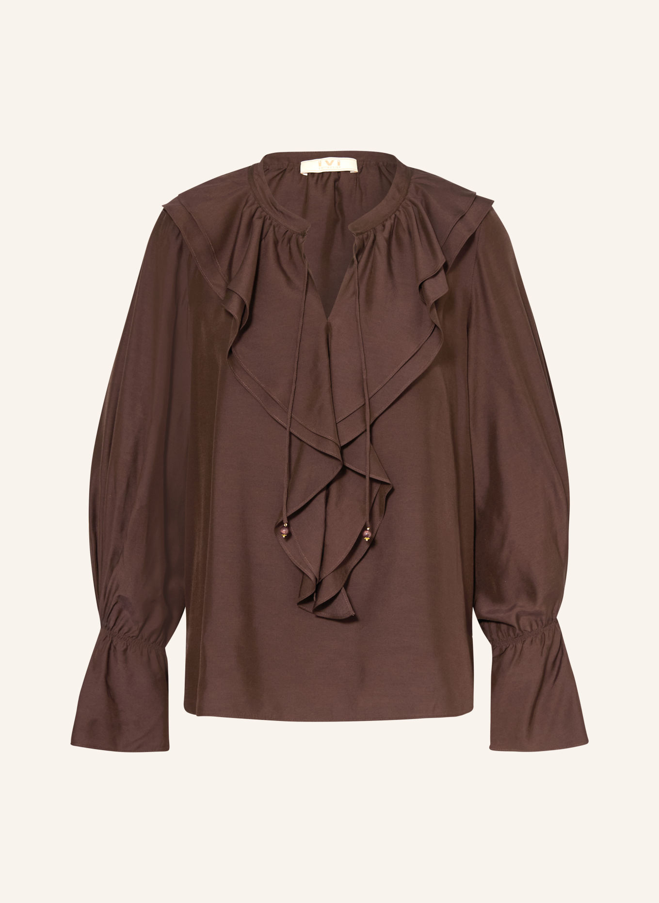 IVI collection Blusenshirt mit Volants: BRAUN