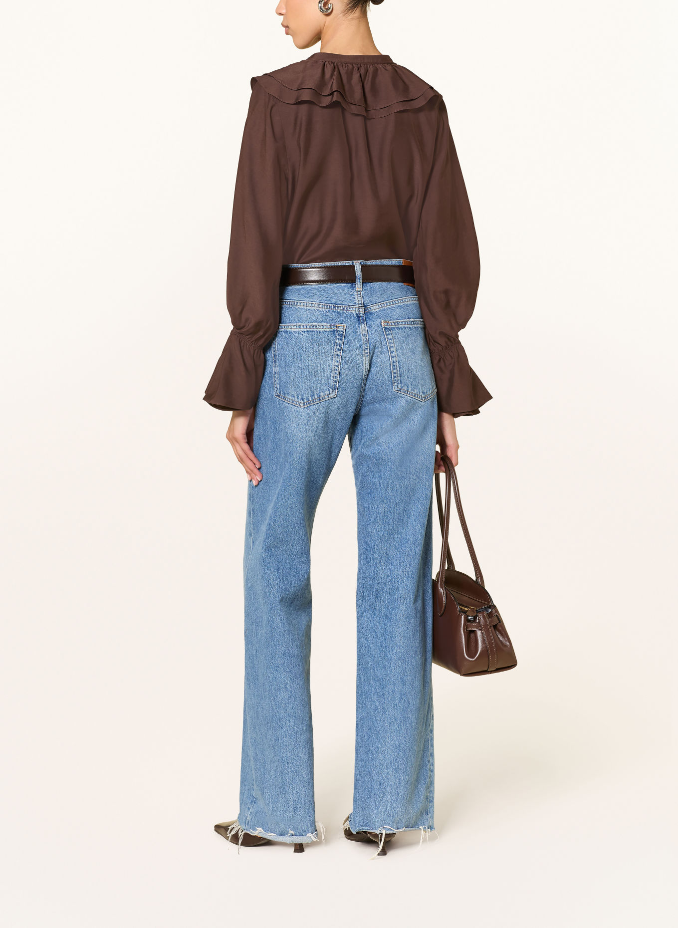 IVI collection Blusenshirt mit Volants: BRAUN
