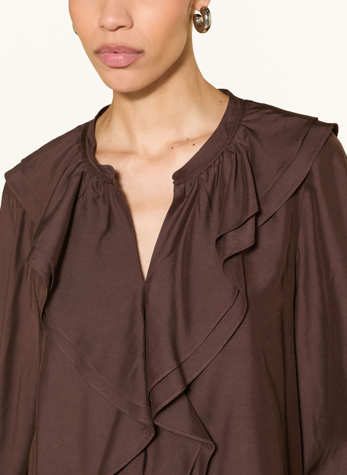 IVI collection Blusenshirt mit Volants: BRAUN