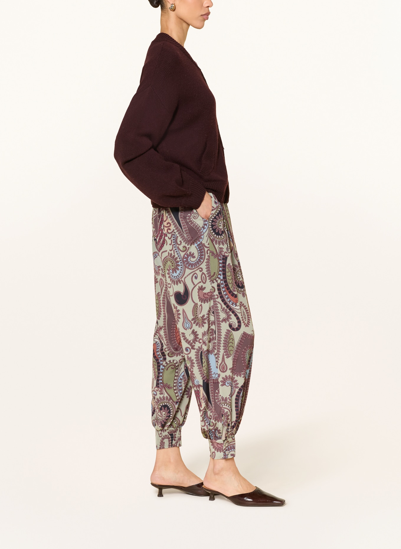IVI collection Kalhoty s hedvábím: SVĚTLE ZELENÁ / HNĚDÁ / TMAVĚ MODRÁ