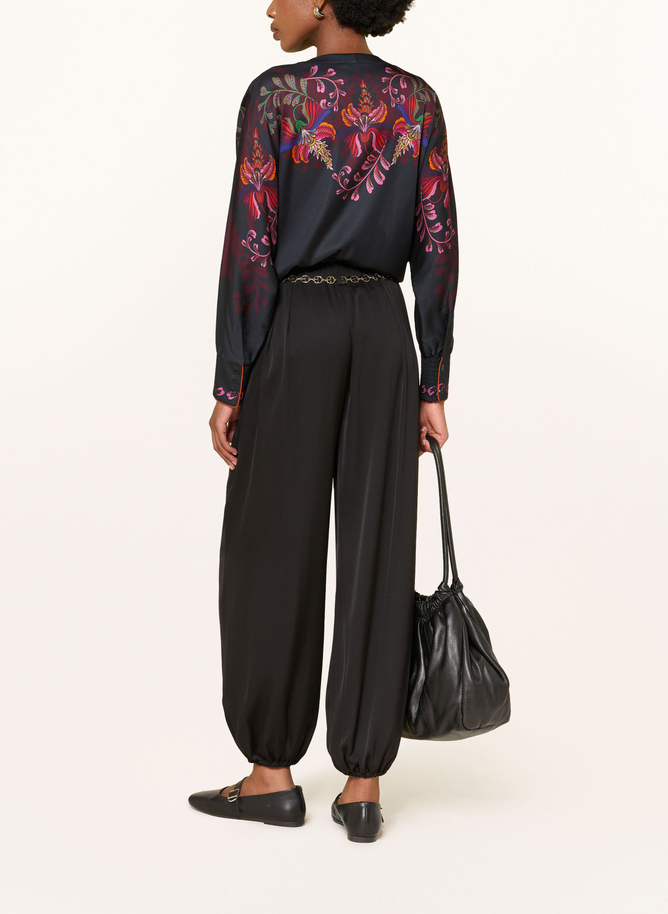 IVI collection Satijnen broek met zijde: ZWART