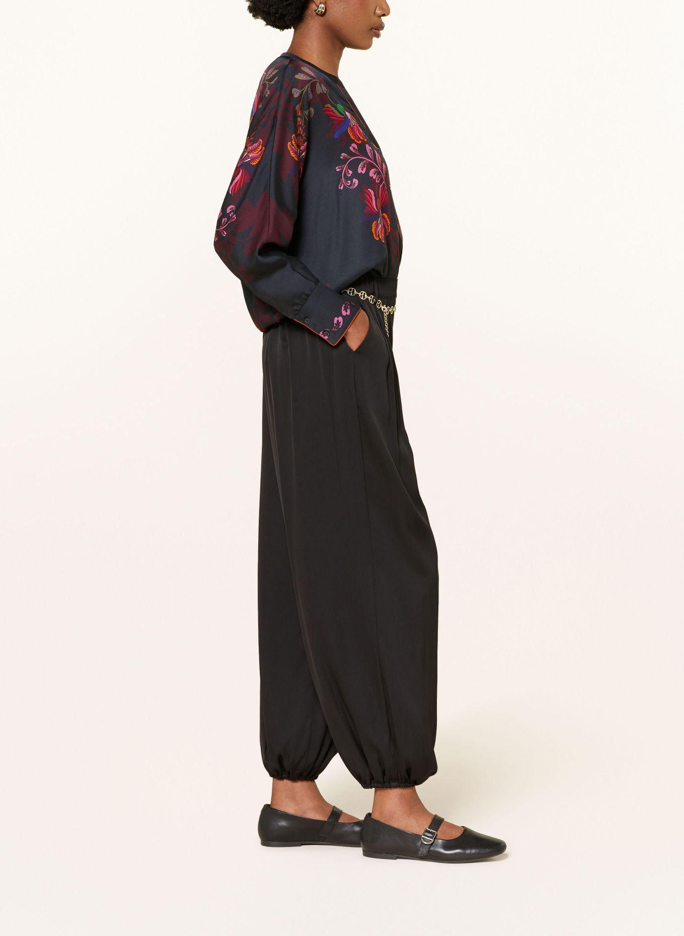 IVI collection Satijnen broek met zijde: ZWART