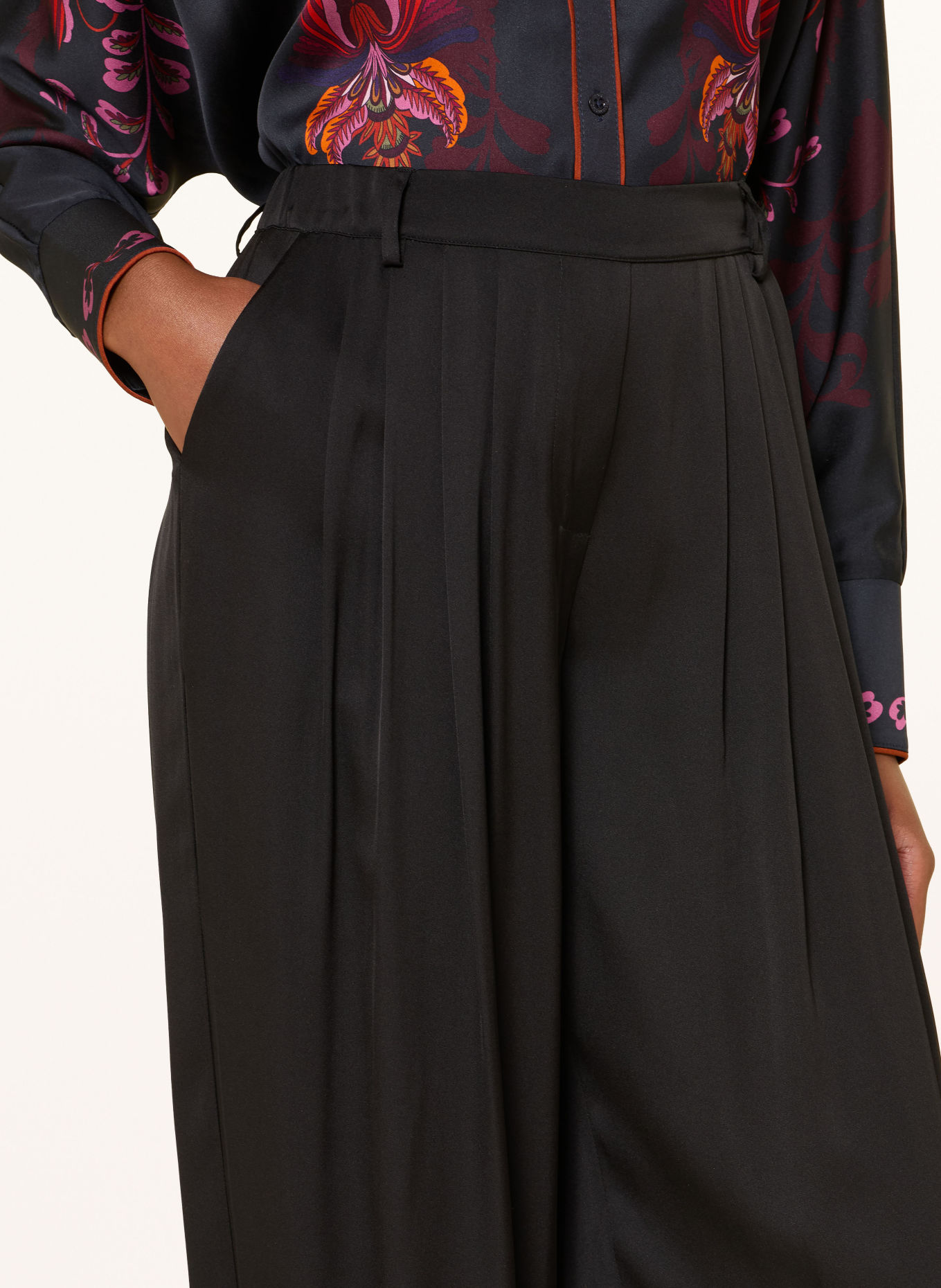 IVI collection Satijnen broek met zijde: ZWART