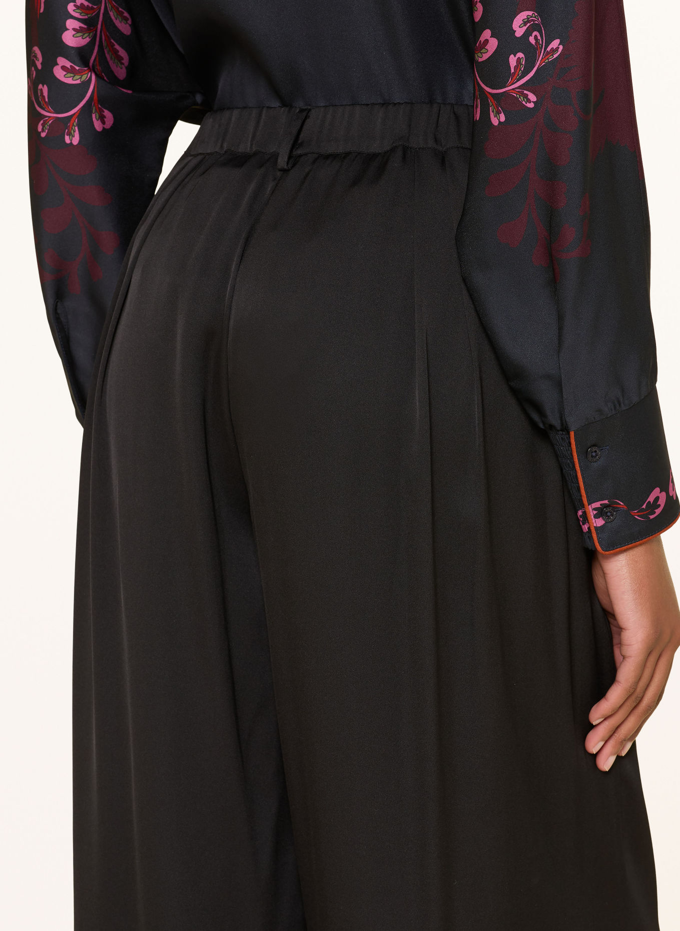 IVI collection Satijnen broek met zijde: ZWART