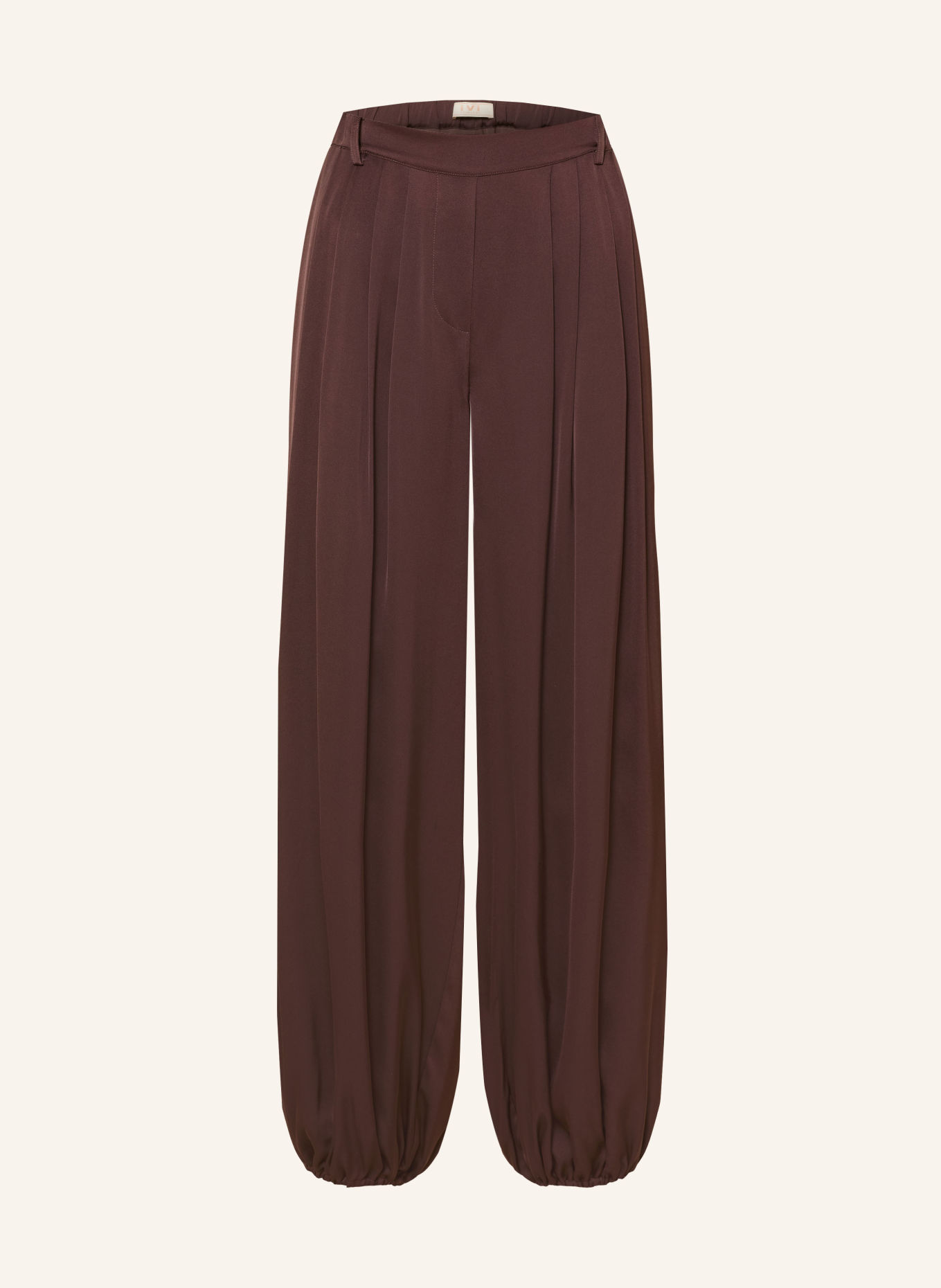 IVI collection Satin pants with silk: DARK BROWN
