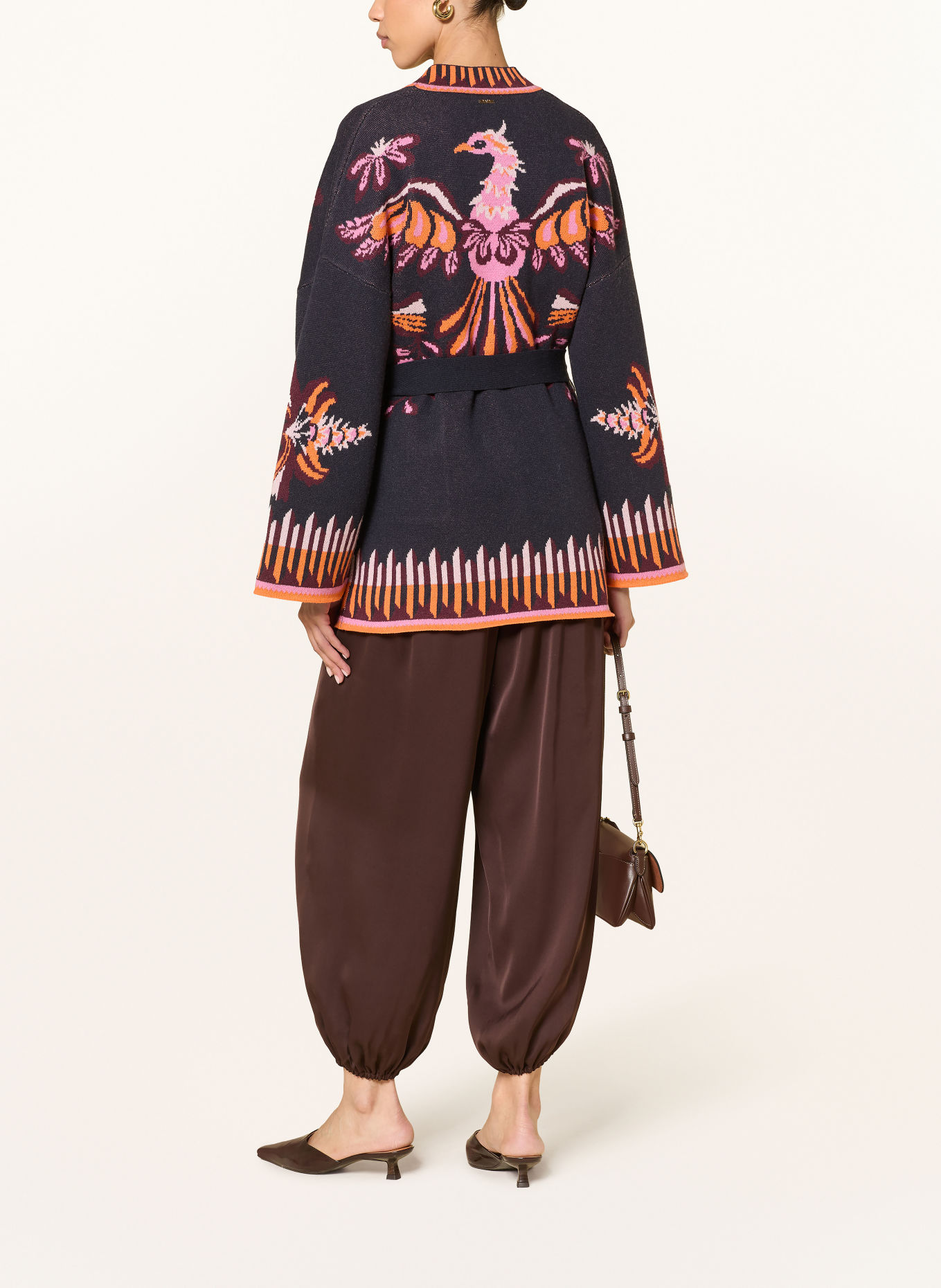 IVI collection Satin pants with silk: DARK BROWN