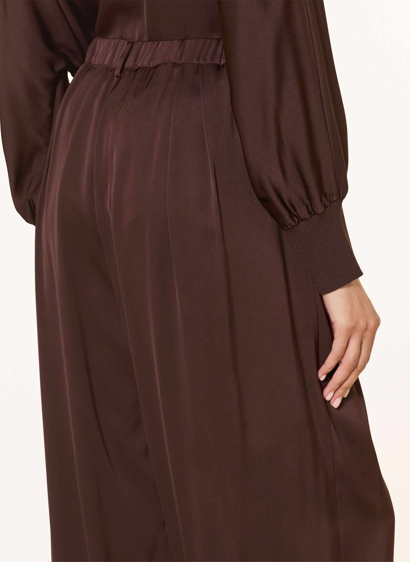 IVI collection Satin pants with silk: DARK BROWN
