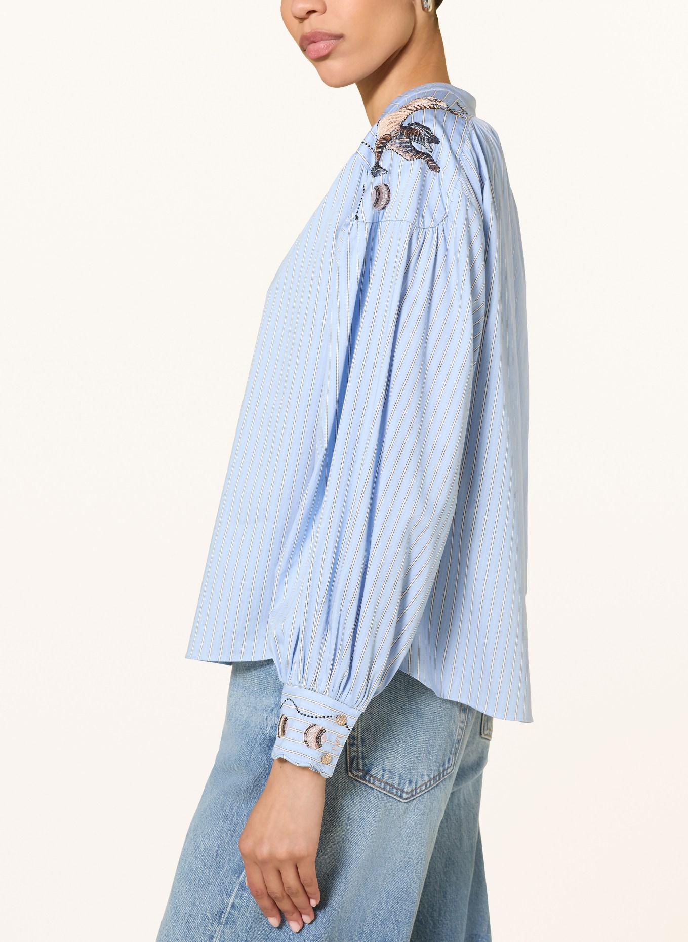 IVI collection Blůza s odnímatelnou mašlí: TMAVĚ MODRÁ / BÍLÁ / ČERNÁ