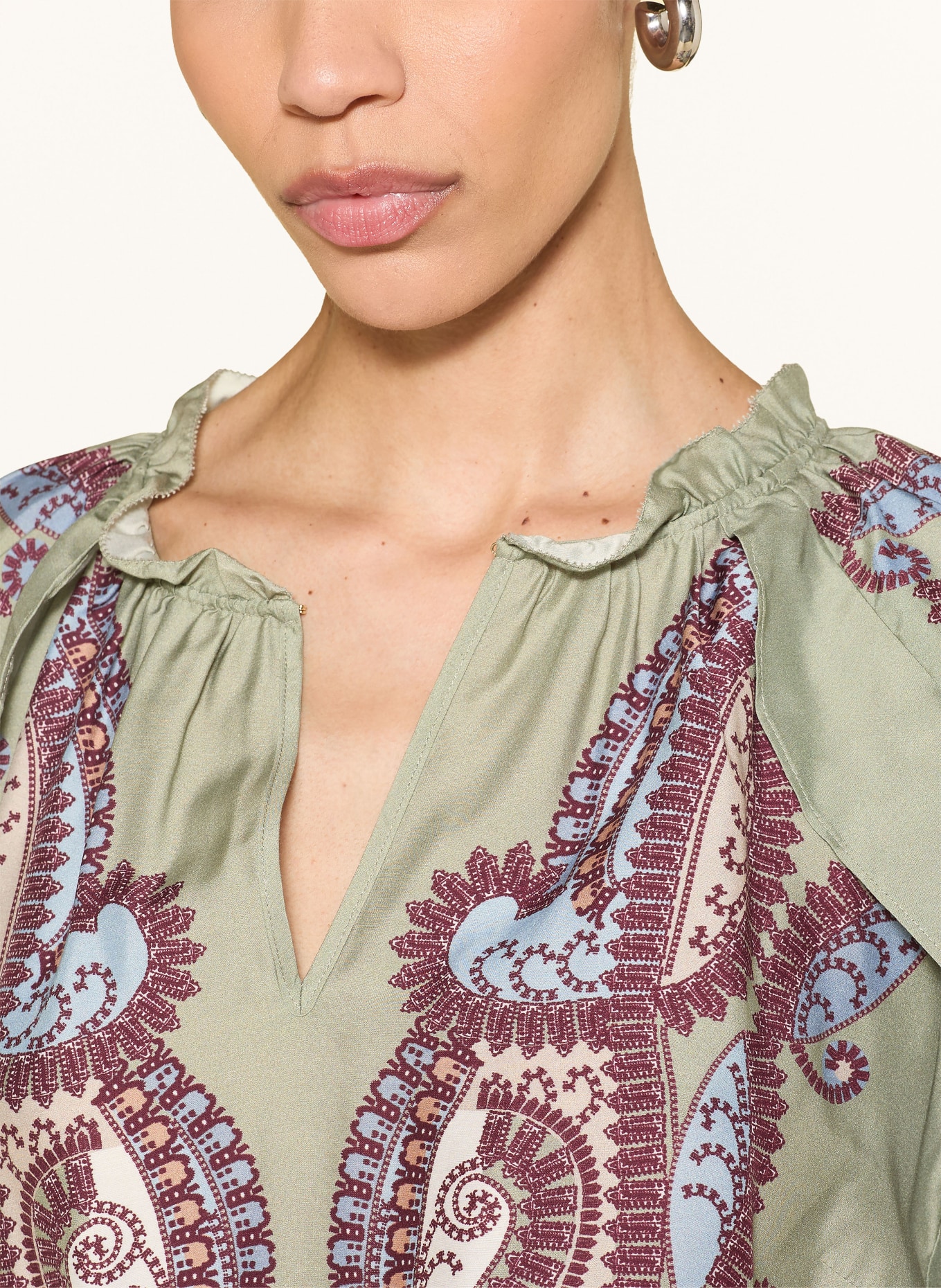 IVI collection Blůzkové tričko: SVĚTLE ZELENÁ / ČERNOŠEDÁ / TMAVĚ ČERVENÁ