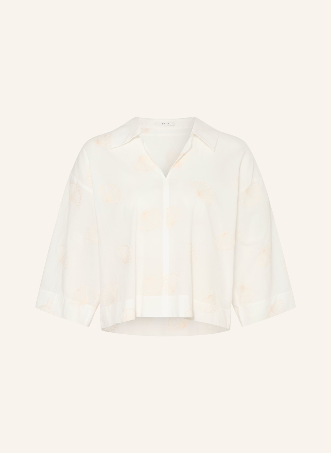 OPUS Blůza FAMONI s 3/4 rukávy: BÍLÁ / REŽNÁ