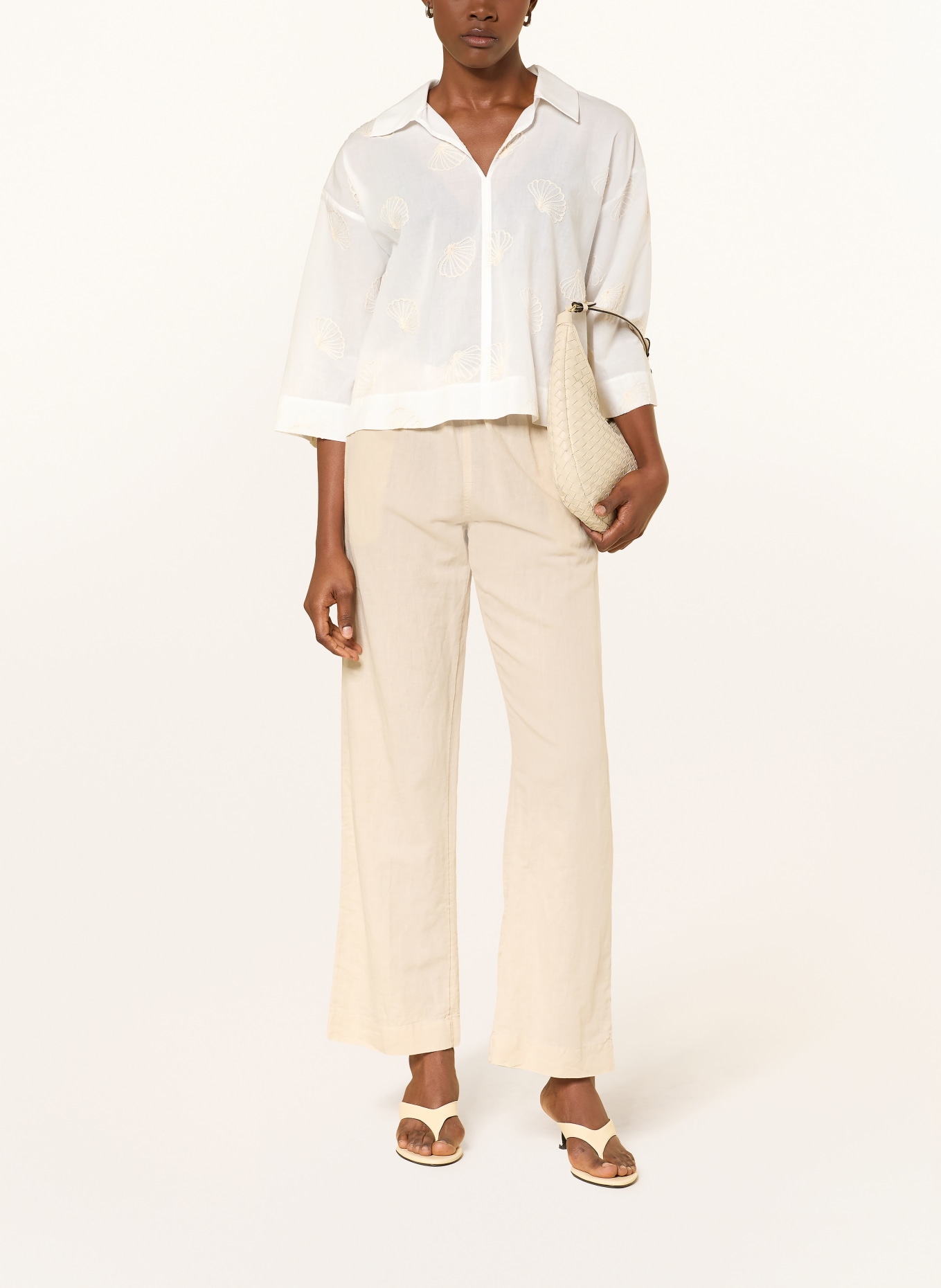 OPUS Blůza FAMONI s 3/4 rukávy: BÍLÁ / REŽNÁ