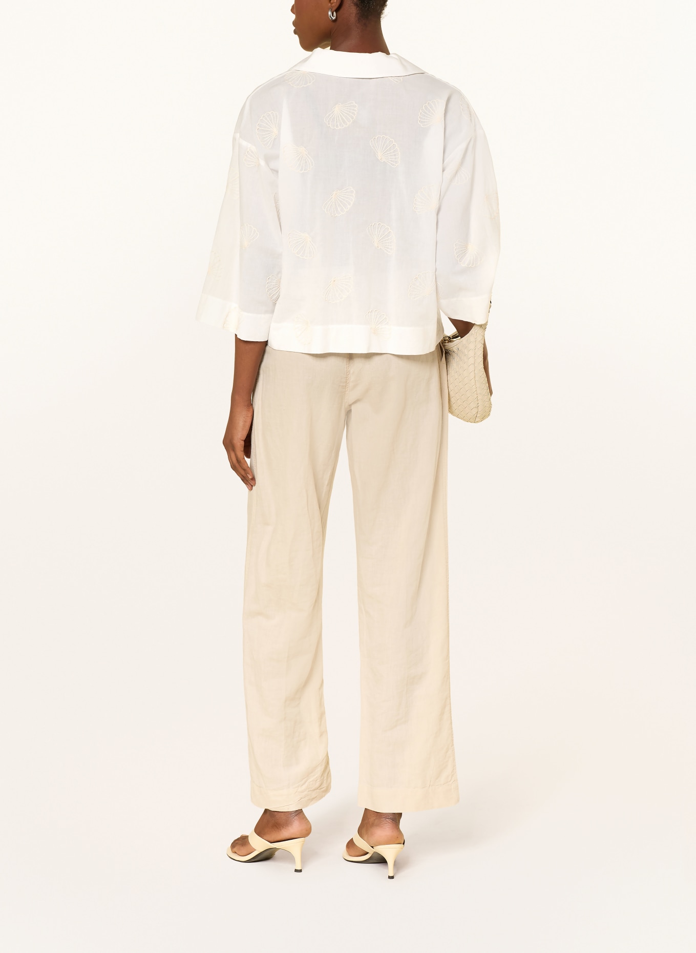 OPUS Blůza FAMONI s 3/4 rukávy: BÍLÁ / REŽNÁ