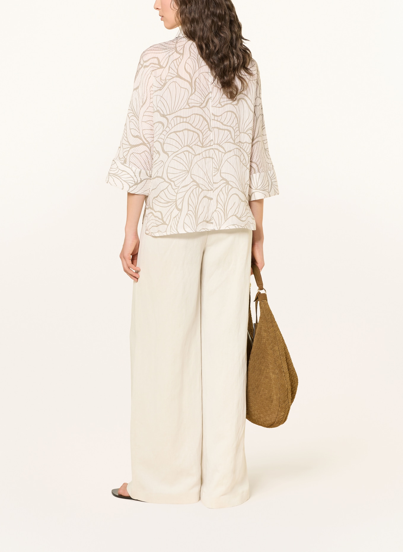 OPUS Bluzka FASHELL z rękawami 3/4: ECRU / OLIWKOWY