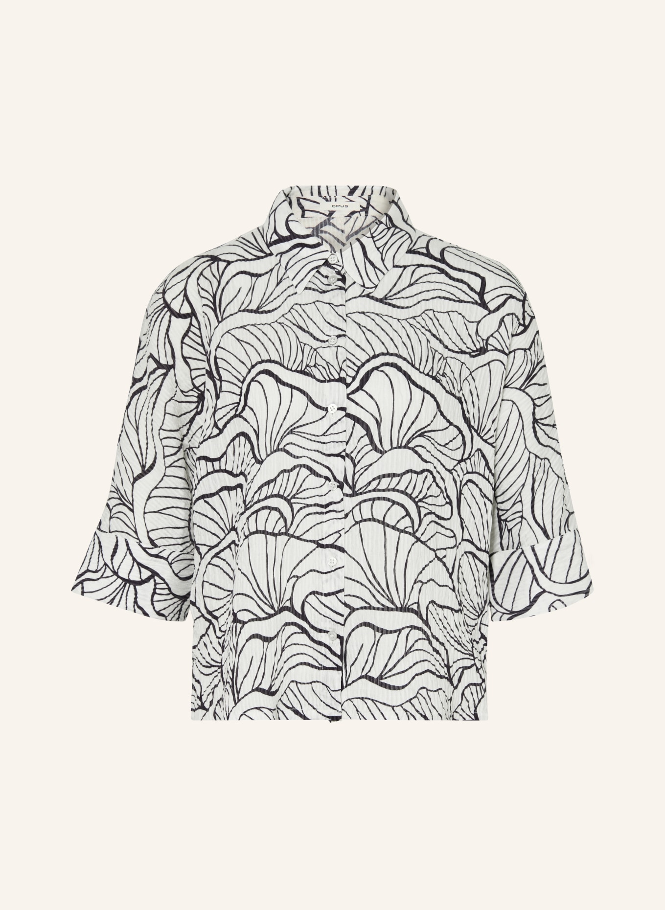 OPUS FASHELL shirt with 3/4 sleeves: DARK BLUE / WHITE