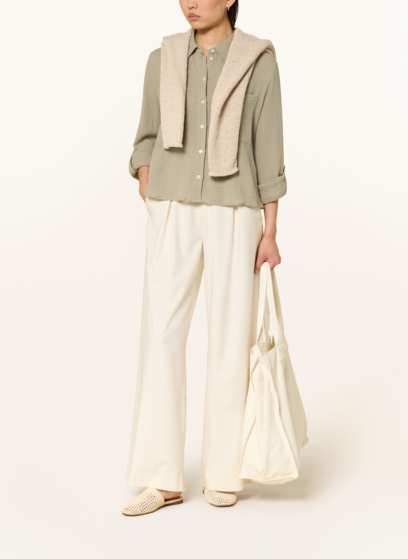 OPUS FRALEA-blouse van mousseline: OLIJF