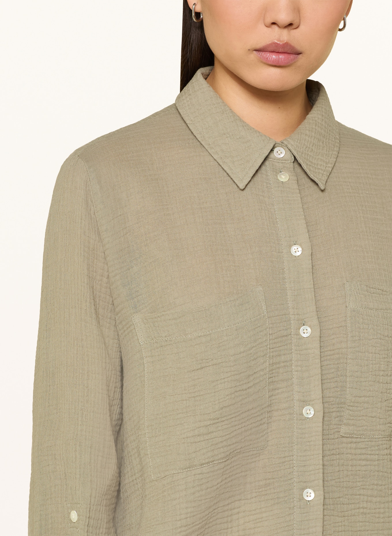 OPUS FRALEA-blouse van mousseline: OLIJF