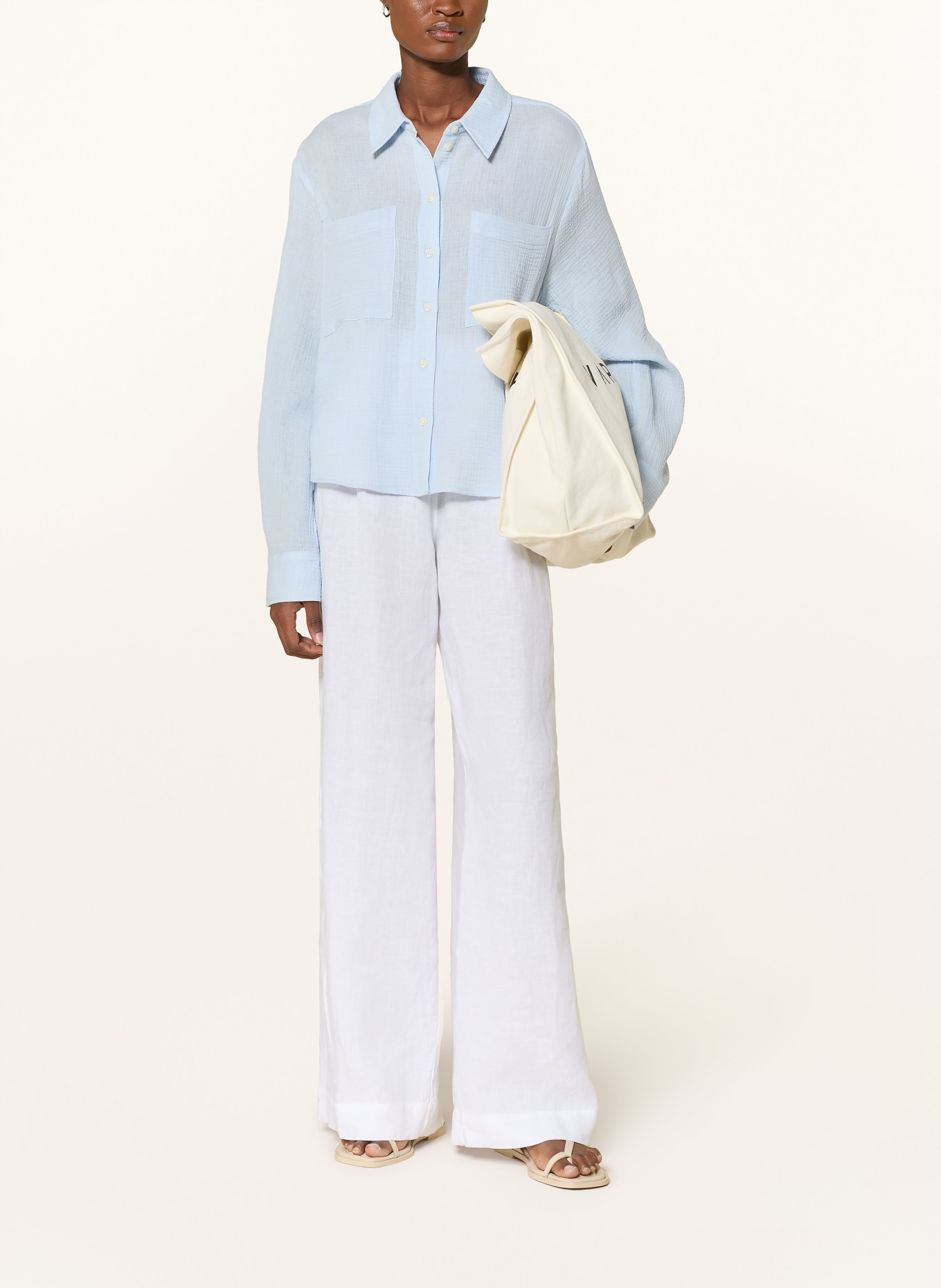 OPUS FRALEA-blouse van mousseline: LICHTBLAUW