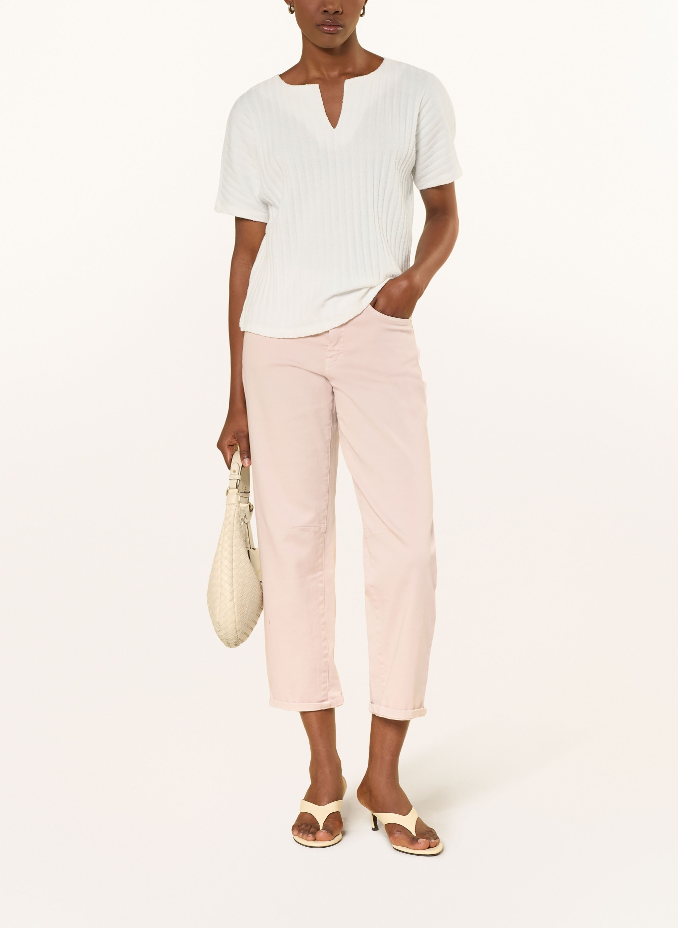 OPUS Bouclé knit shirt SOMBRI: WHITE