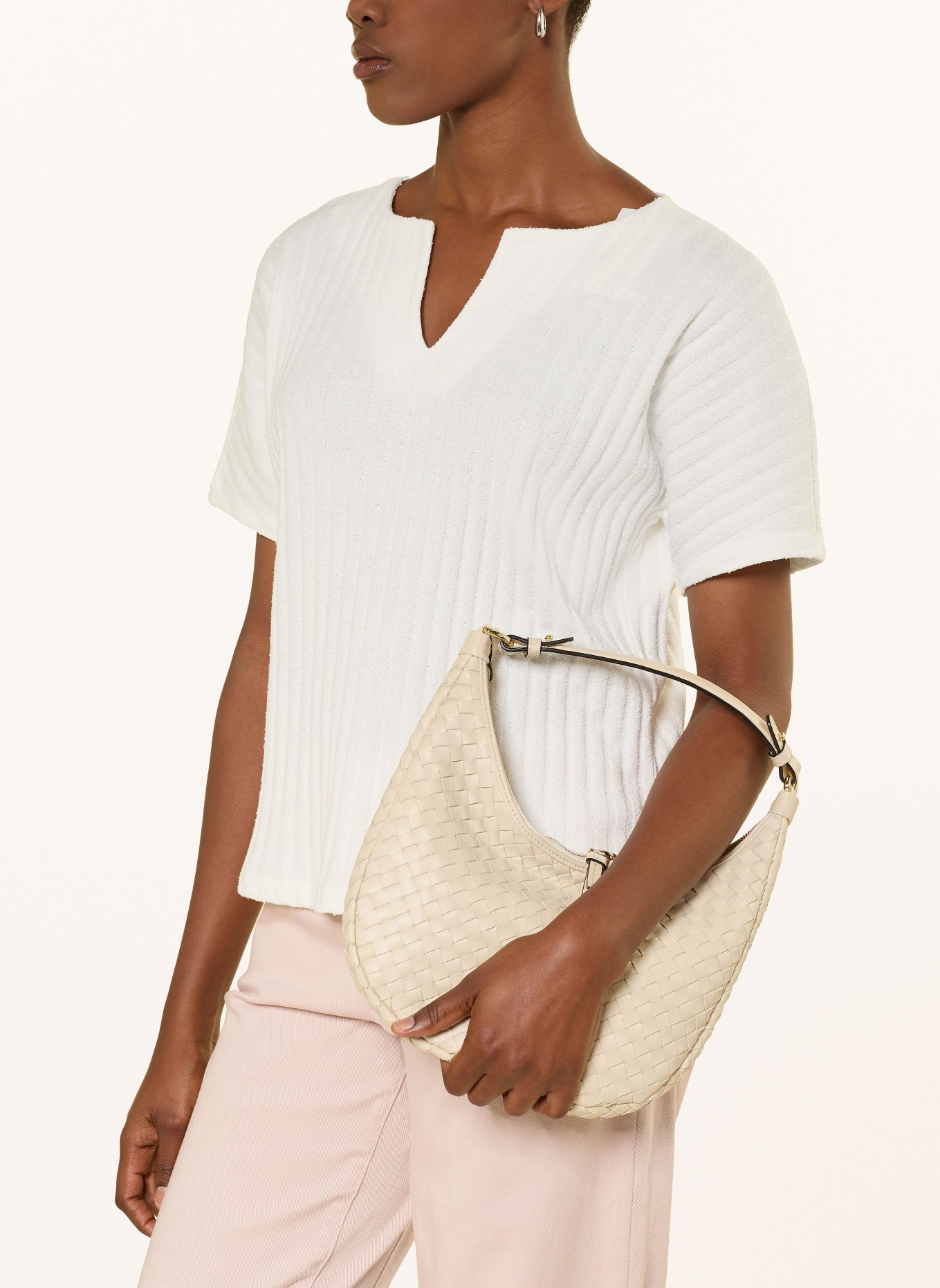 OPUS Bouclé knit shirt SOMBRI: WHITE